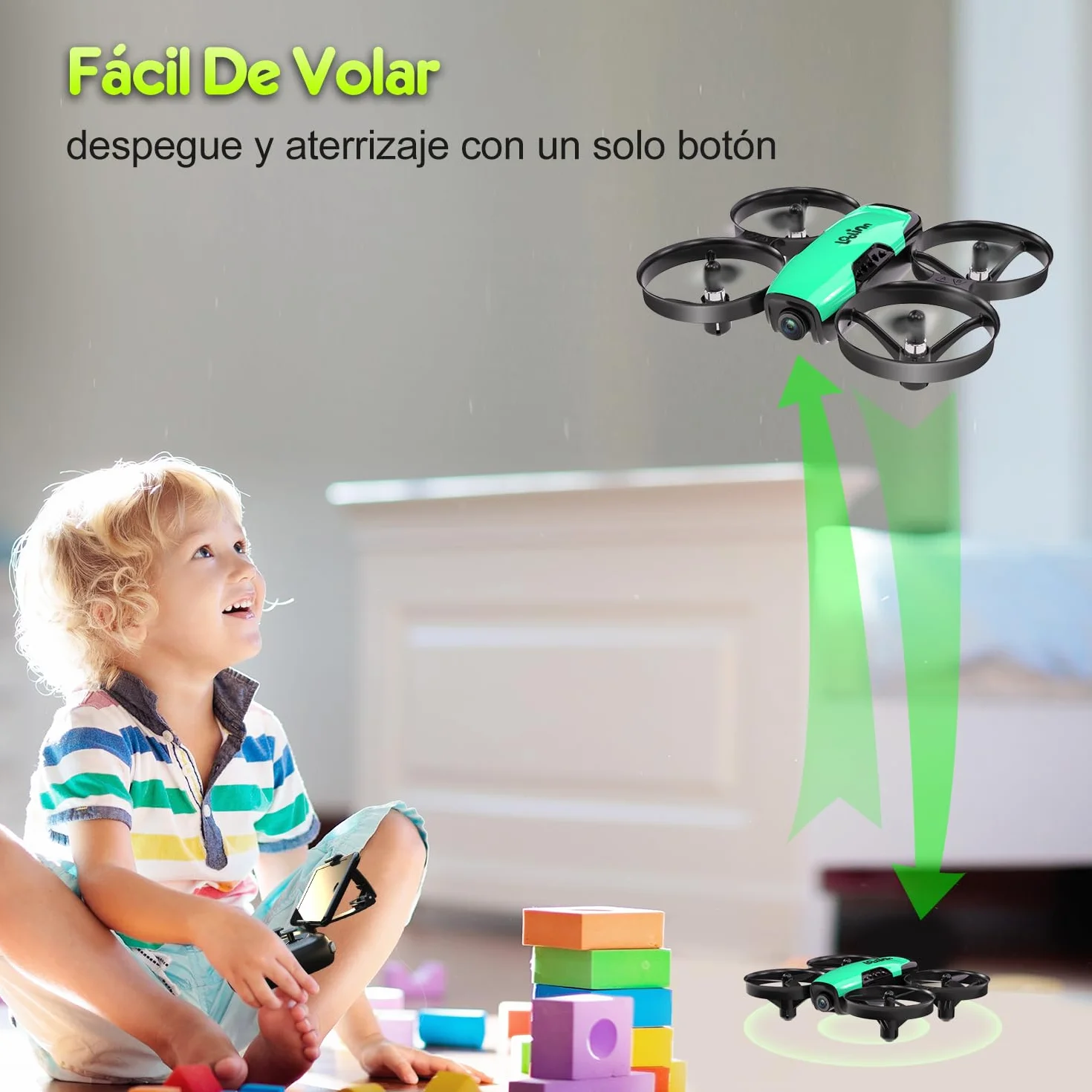 Loolinn | Drones para Niños con Camara Ajustable (8+), Mini Dron con Fotos y Videos, Incluye Dos Baterias, Seguro Para Volar, Fácil De Volar, Certificación Aprobada C0 (Idea para Regalo)