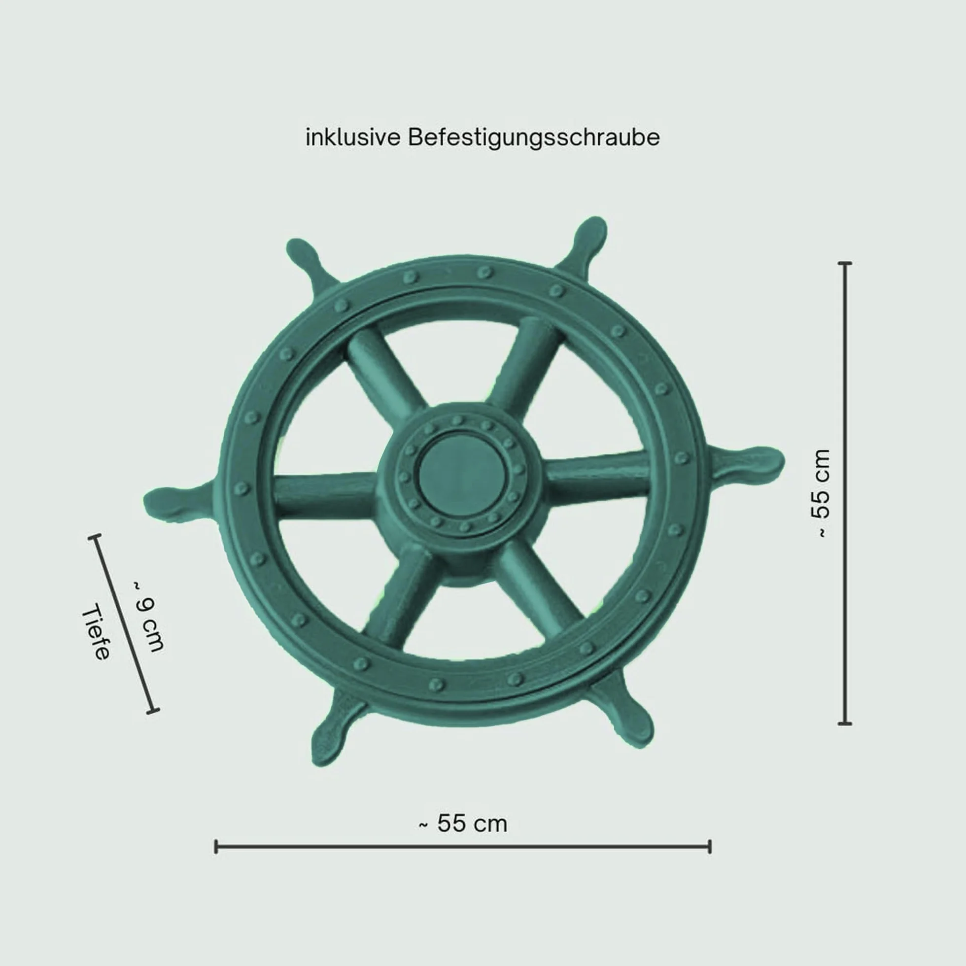 h2i Volante Torre de Juego y casita de Juego | Volante Pirata de plástico Resistente a la Intemperie | Volante móvil de Barco de Juego con Sonido Giratorio | Verde Oscuro