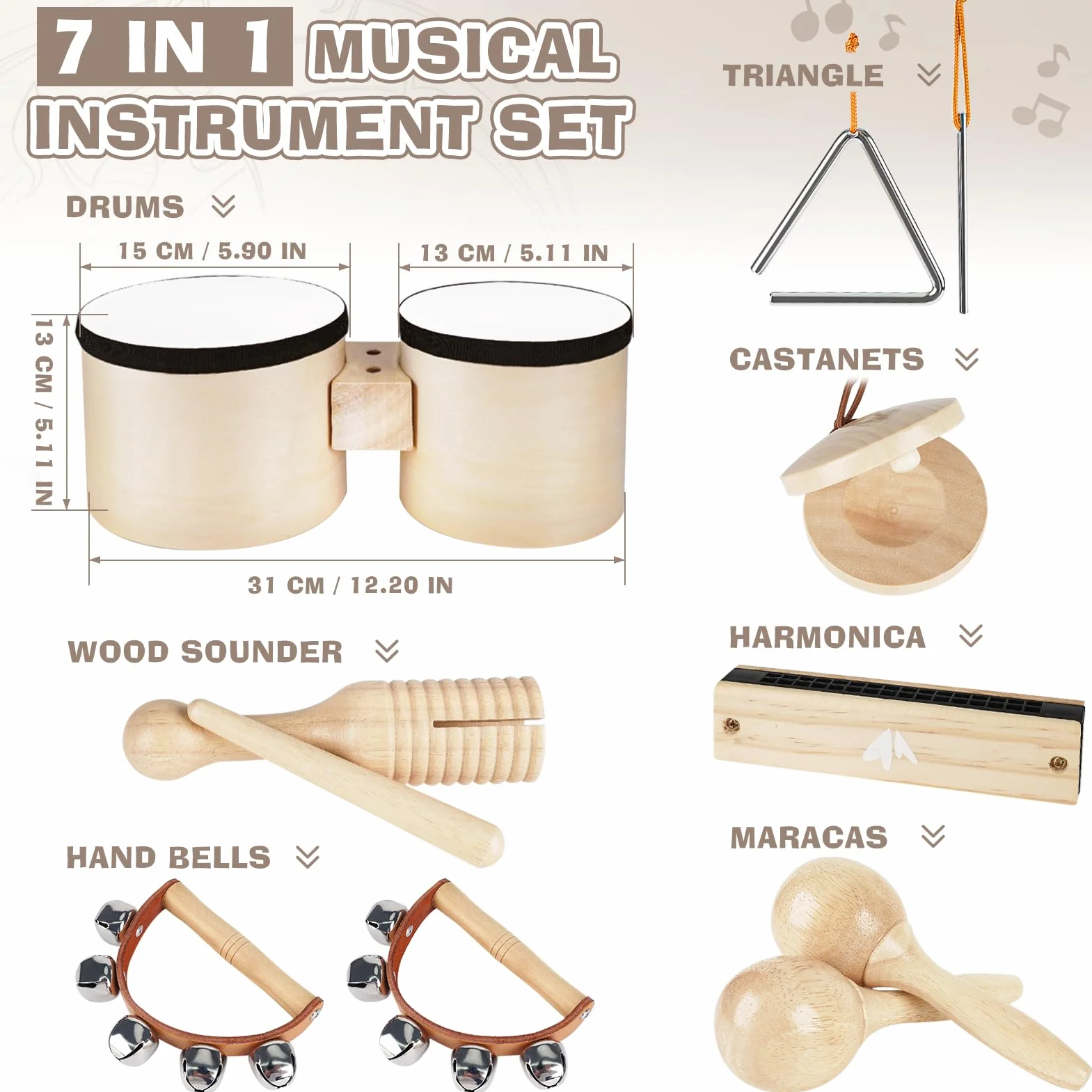 Juguetes Niños Instrumentos Musicales Infantiles Tambor Iniciación Musical Infantil Regalo Niño 3 4 5 Años