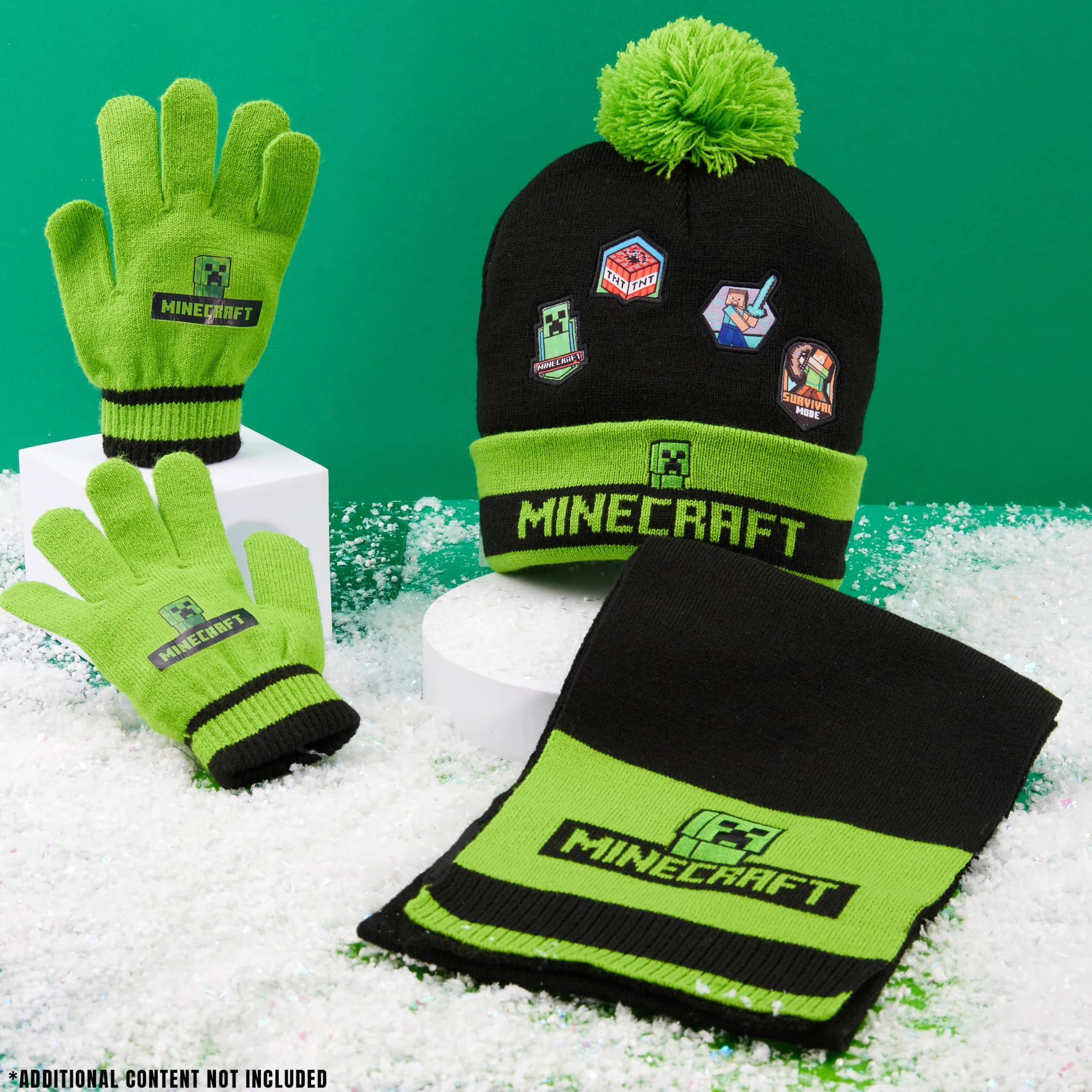 Minecraft Gorro Invierno Set 2-3 Piezas Gorro Pompón Guantes Bufanda Accesorios Regalos Niños