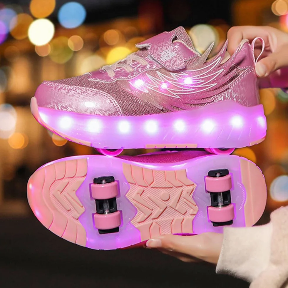 Zapatillas con Ruedas Niña Niño 30-40 EU Moda Transpirable Patines Verano Multifuncionales