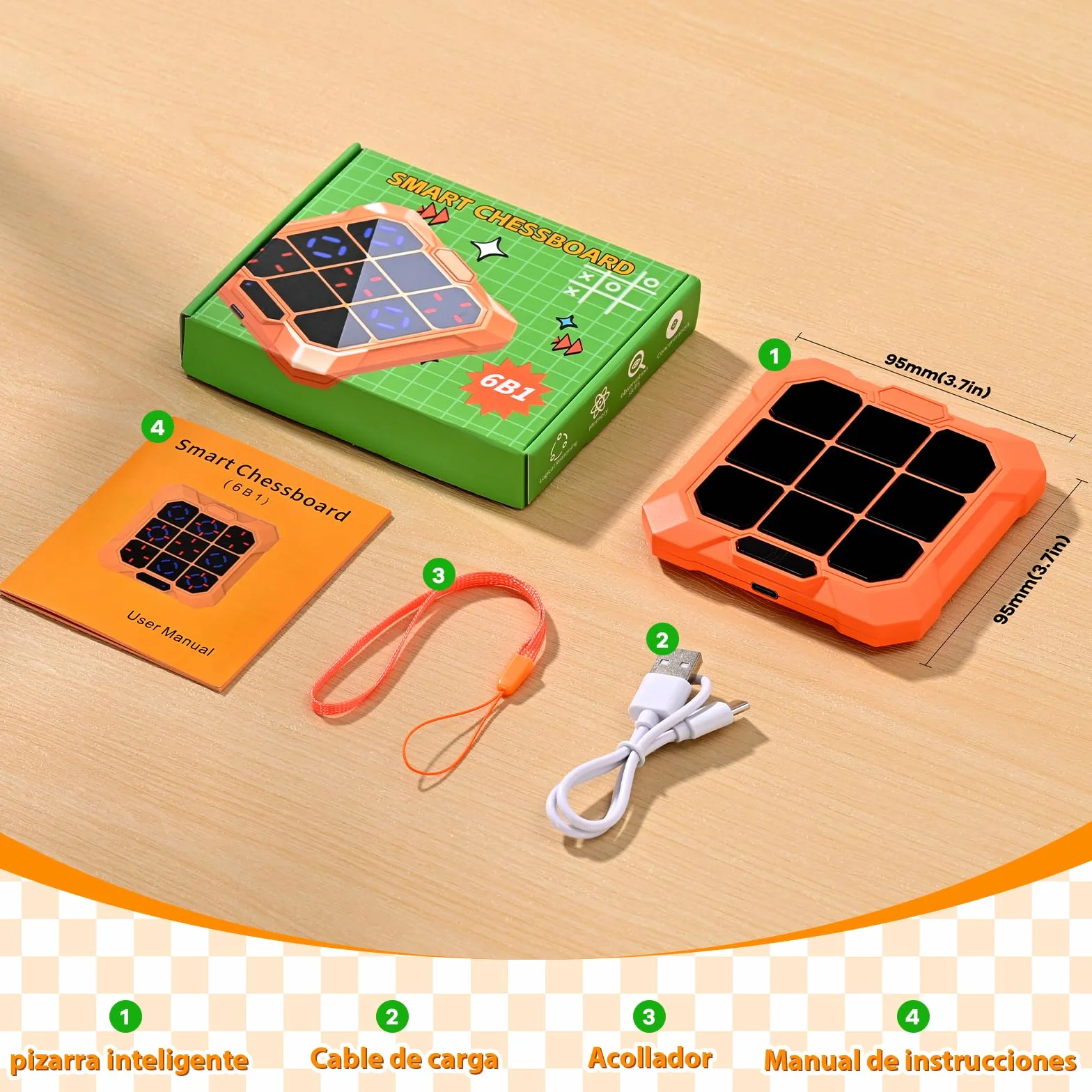 BlueSwan Tres en Raya Electrónico 6 en 1, Tic‑Tac‑Toe Juegos de Viaje, Consola de Bolsillo con Modo Silencioso y Batería Recargable