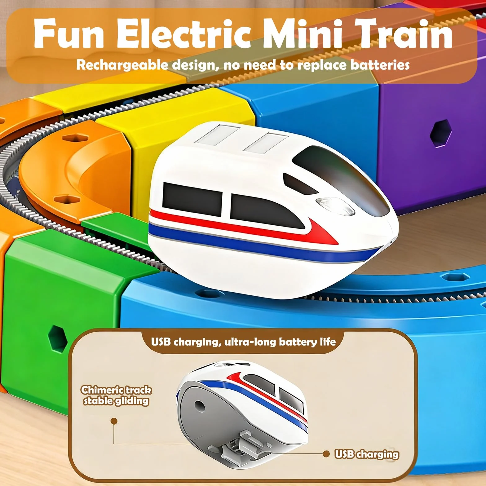 Clickrail Electric Train Set, DIY Cube Track, Cubix 3D Tren Magnetico Juguete con Gravedad Defying, Klickrail Block Bloques Mágicos y Tren Motorizado, Trens Eléctrico Regalo para Niños (123 Piezas)