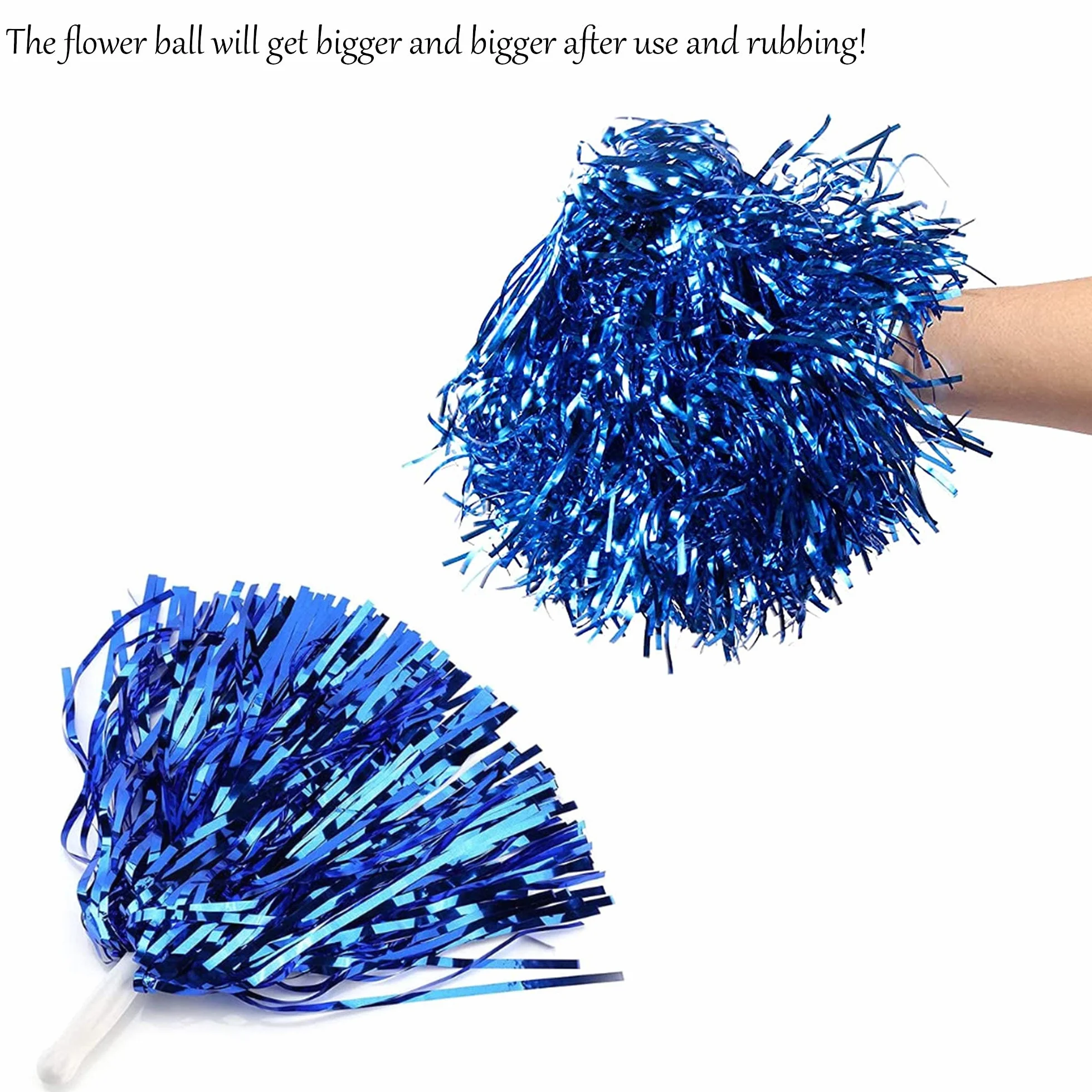 Cheer Leader Poms Bright Metallic Cheers Ball Squad Pompons Hand Flower Spirit Cheering Pom Sports Games Team 6 PCS