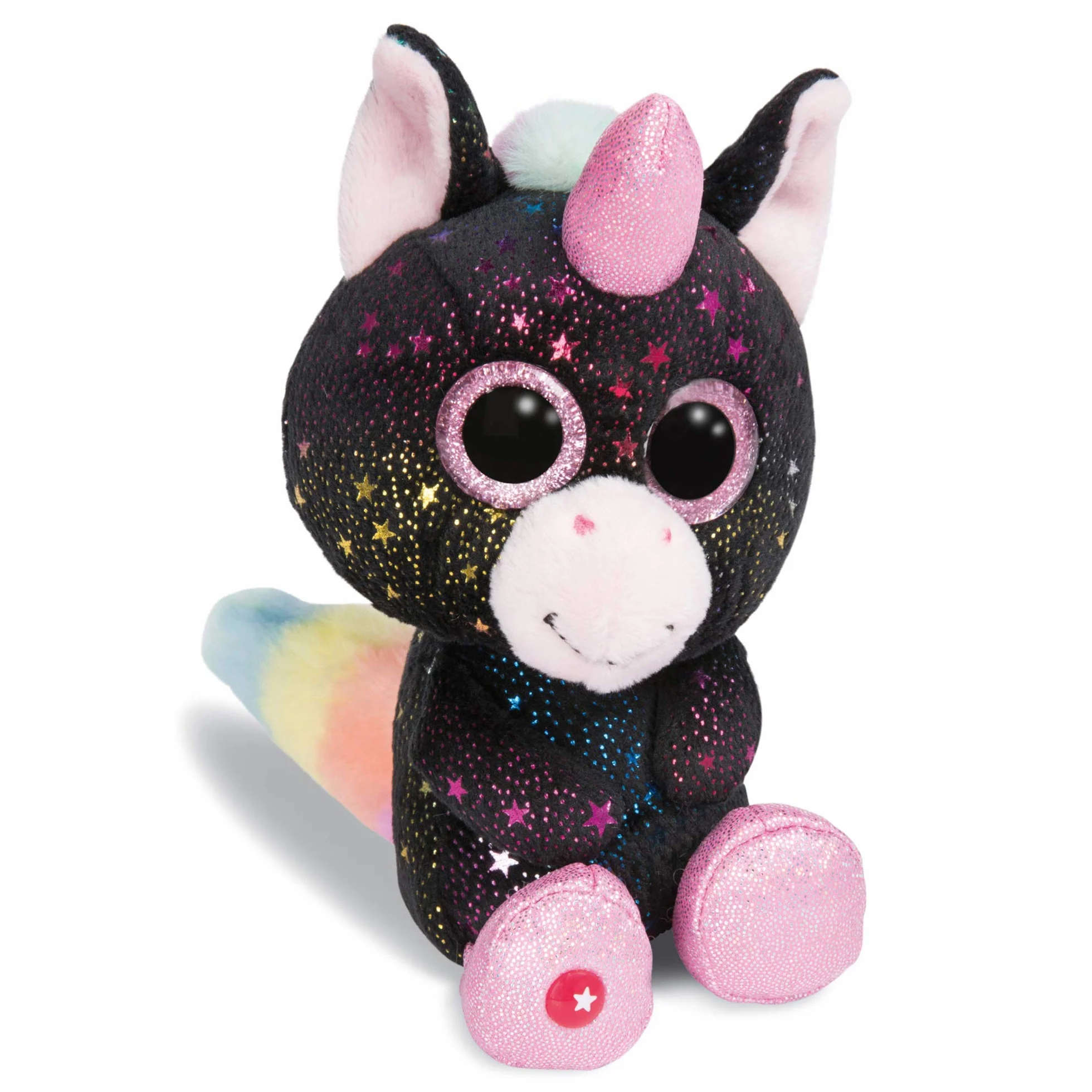 NICI Peluche GLUBSCHIS Unicornio Vita-Mi, con Ojos Grandes y Brillantes, 15 cm, Color: Negro/Rosa/Multicolor, 46316