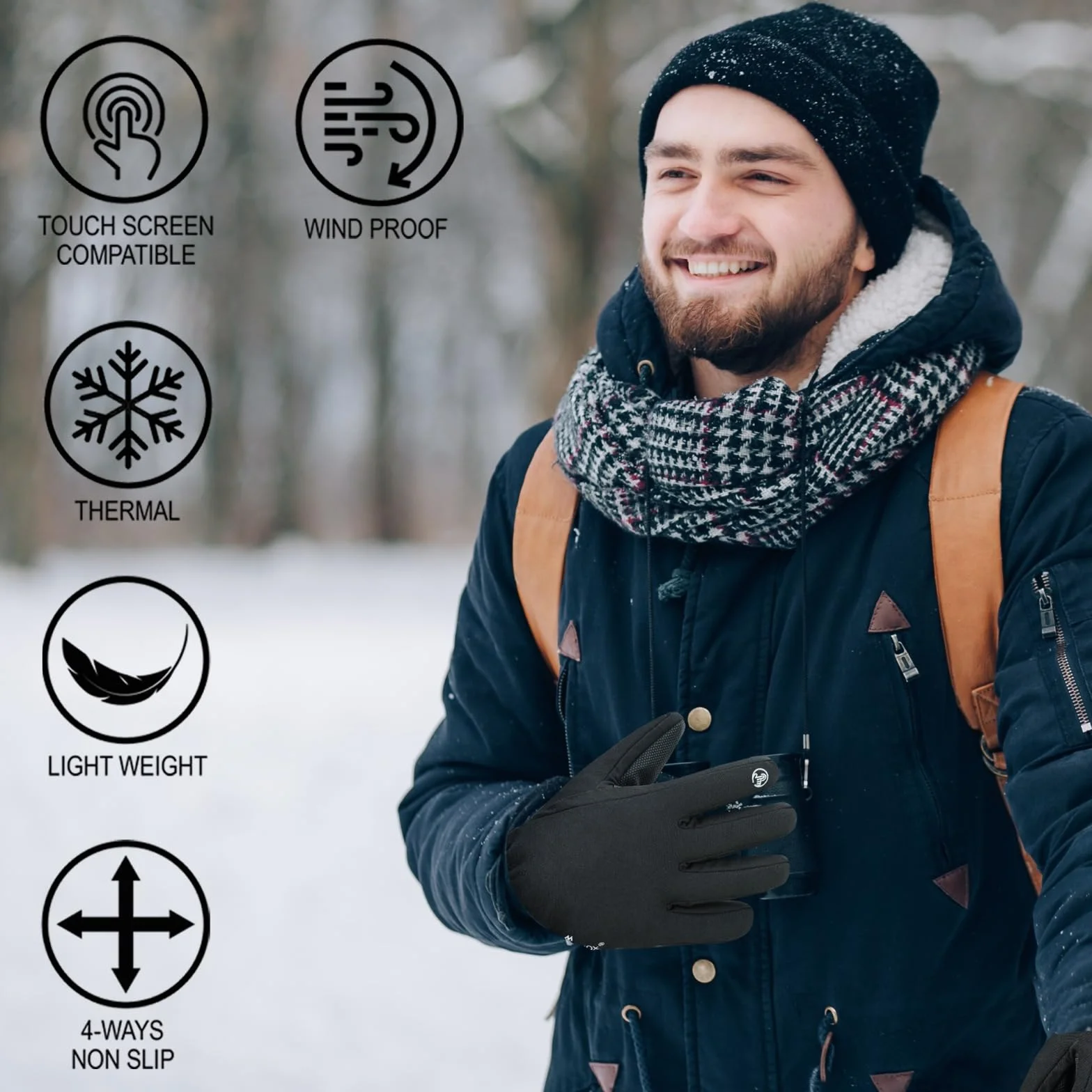 WESTWOOD FOX Guantes de Invierno Impermeables Táctiles Antideslizantes para Esquí