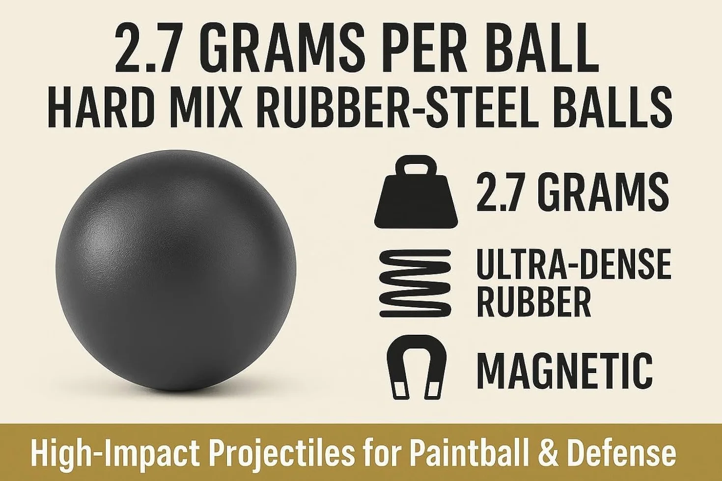 Bolas Acero de Gomma Maciza Ram Paintball Rubberballs HDR 50 T4E .50 Calibre 100 sztuk