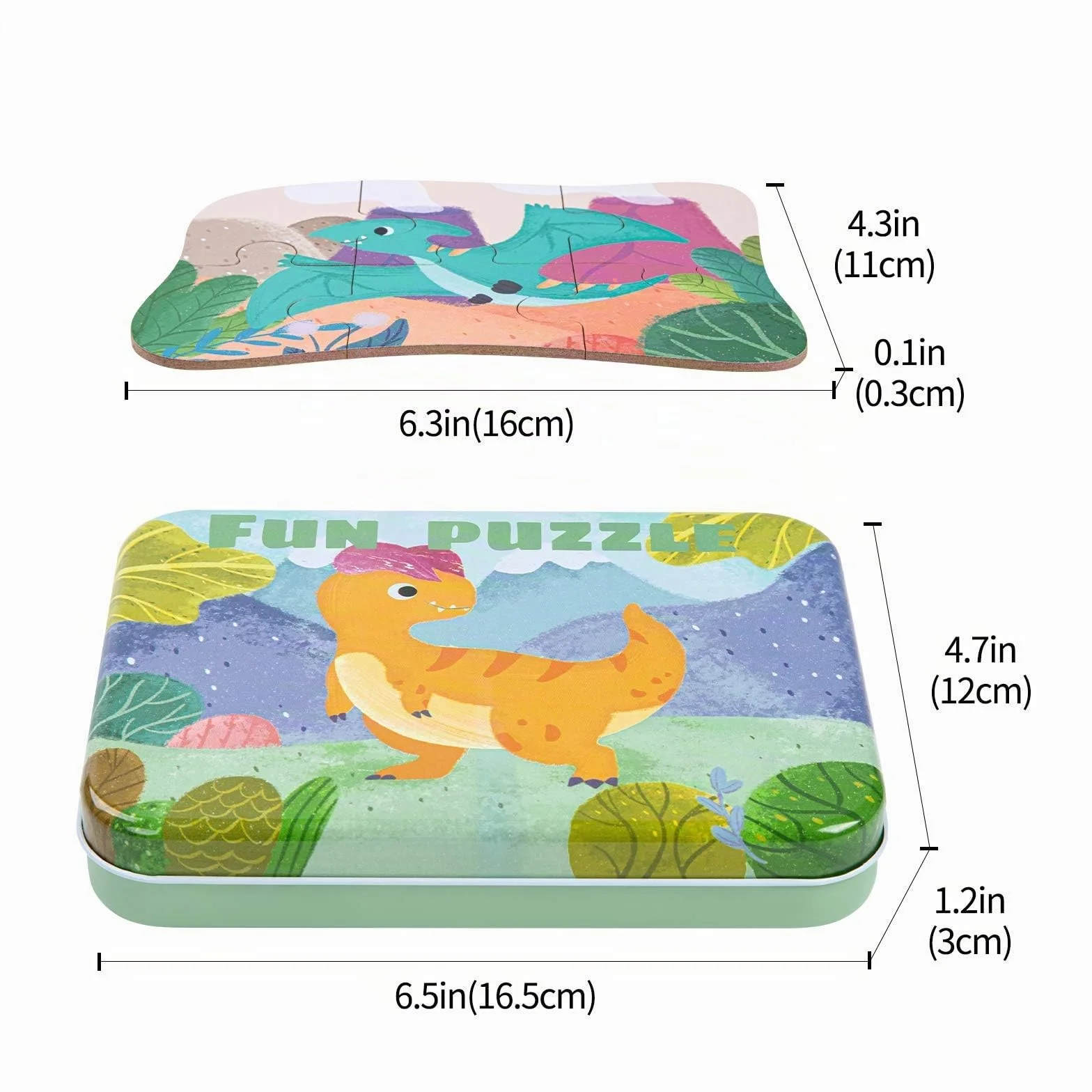 BBLIKE Puzzle Infantil de para niños Rompecabezas de Animales, puzle de 5 imágenes, Adecuado para niños y niñas a Partir de 3, 4 y 5 años (Dinosaurio)