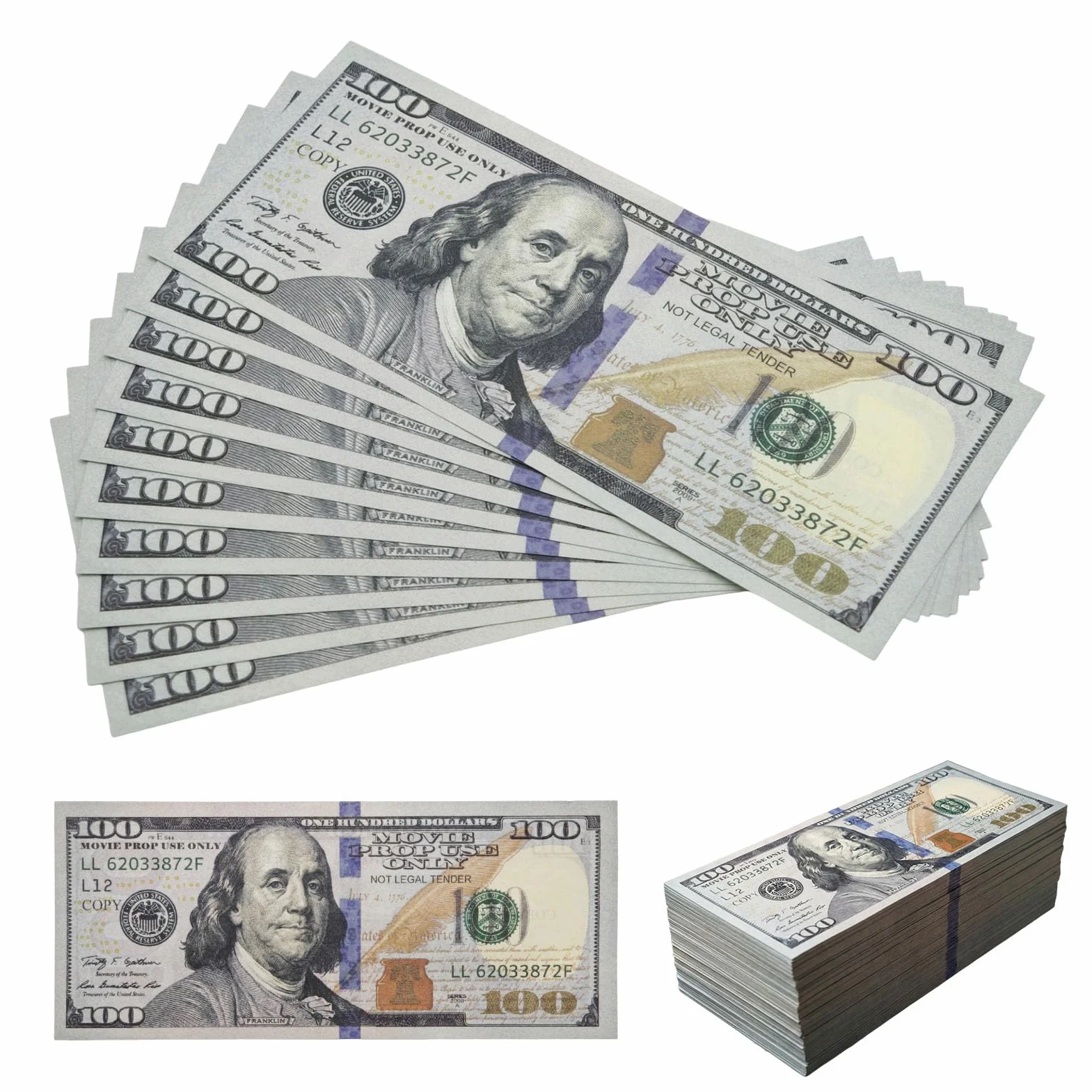 200pcs Billetes de Juego para Niños,100$ Juguete,Billetes Falsos,Tamaño Original, para Juego de Tienda,Caja Registradora Niño,Juego de rol