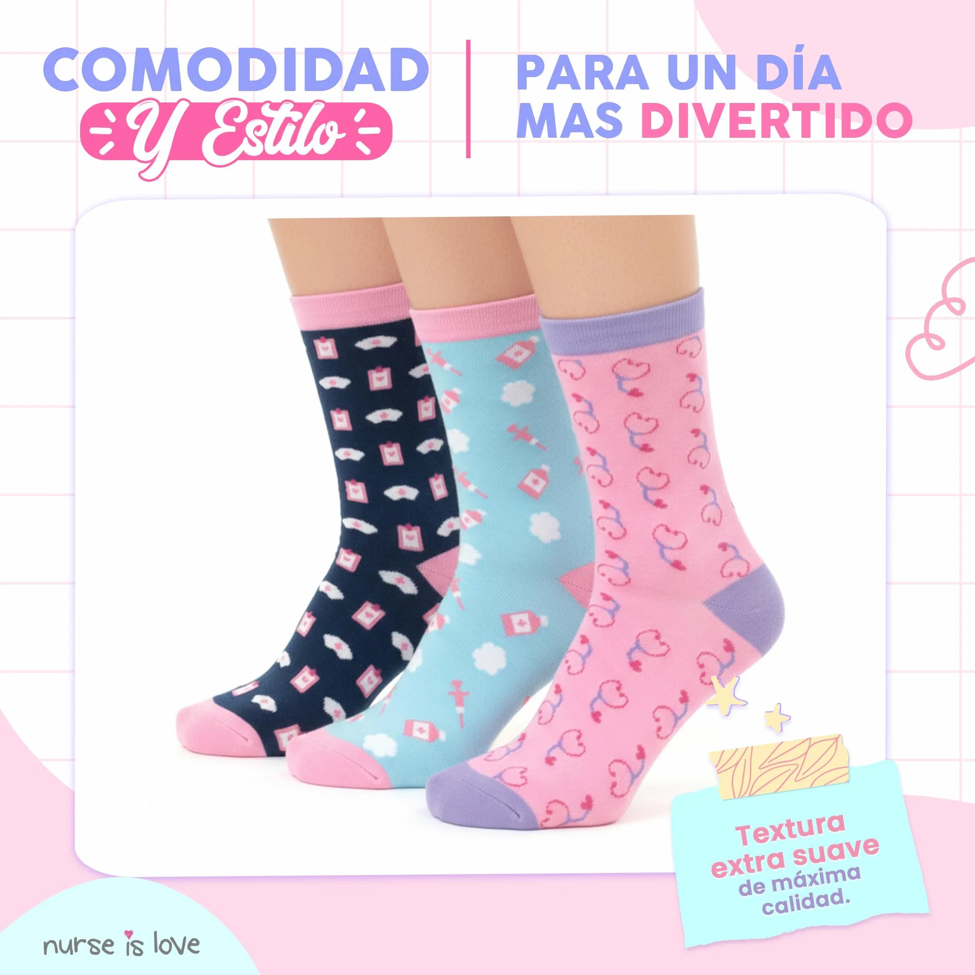 Calcetines Mujer Divertidos para Enfermeras TCAE Medicos Vet Ajusta Con Zuecos Sanitarios Regalos Originales Accesorios Enfermeria