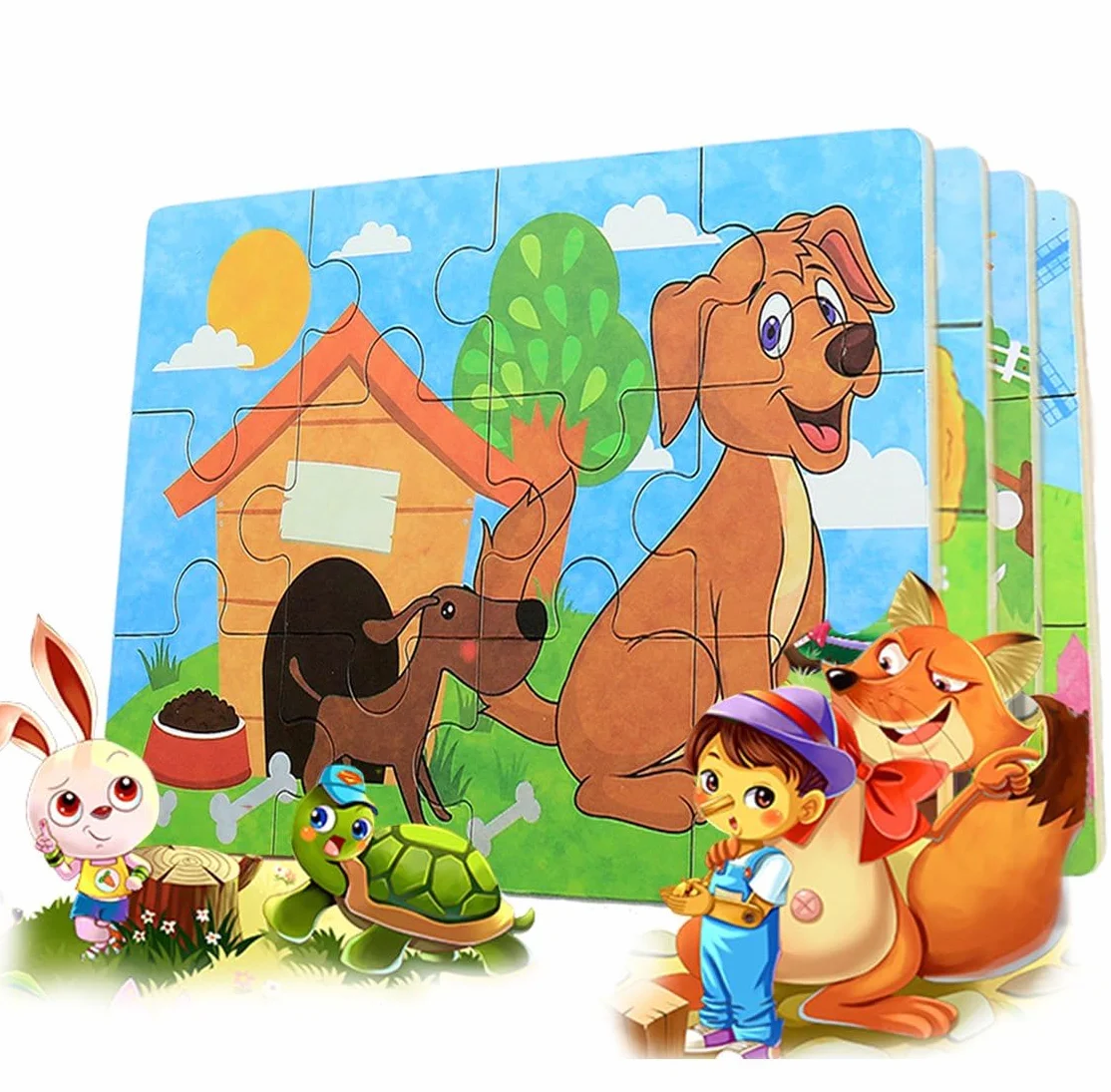 BBLIKE - Puzzle para niños, 4 niveles de dificultad, 9-20 piezas, Juguete educativo para niños y niñas de 3 años + (animales de granja)