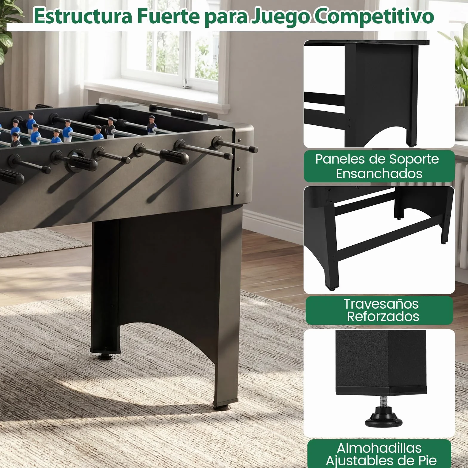 COSTWAY Mesa de Futbolín, Mesa de Juego de Fútbol con Patas, 22 Jugadores, 2 Pelotas y Marcadores Deslizantes, Set de Fútbol Arcade para Niños y Adultos, Salas de Juegos