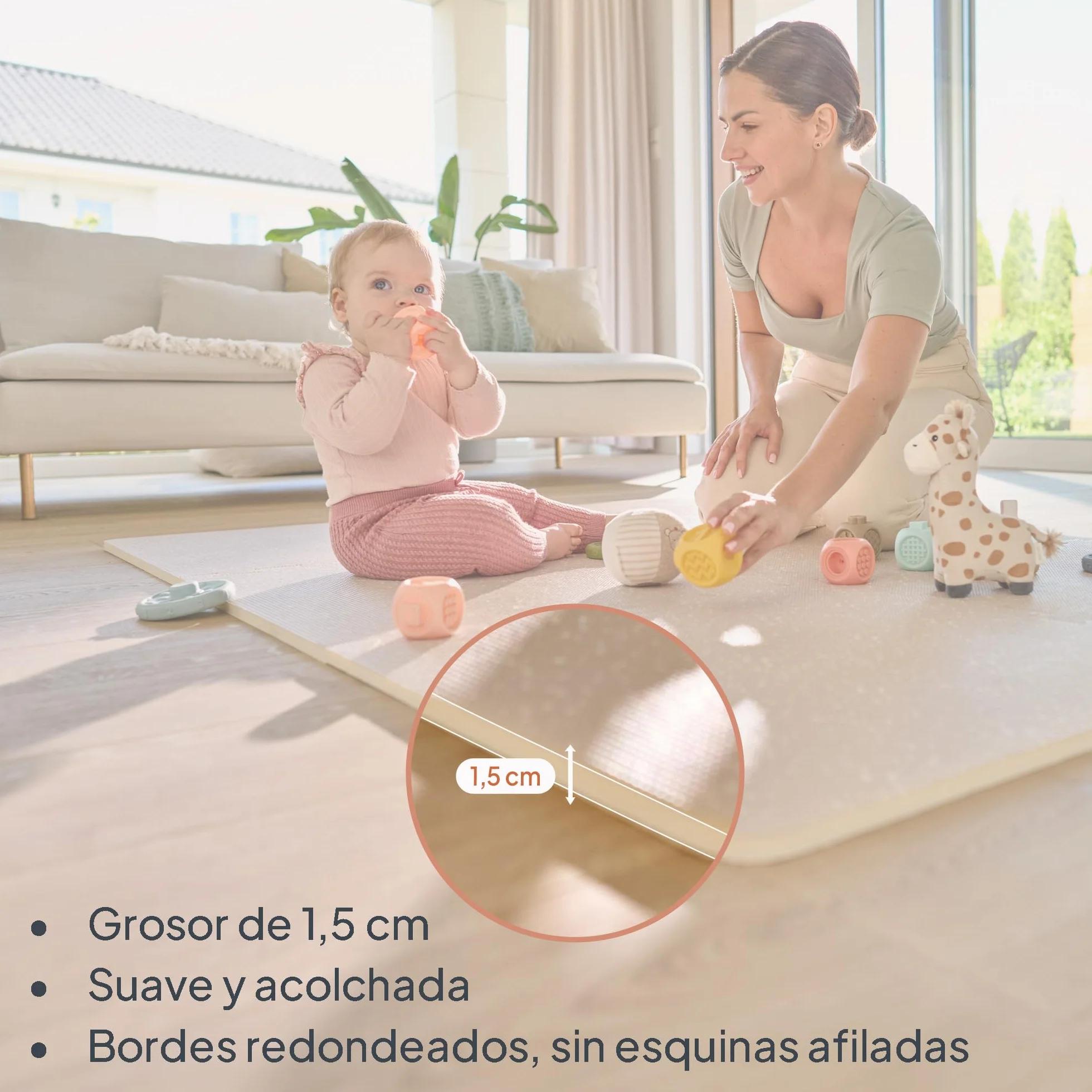 Lionelo YOKA Alfombra niños Puzzle de 6 Piezas para Gatear Doble Cara No tóxica Inodora Antideslizante Fácil de Limpiar 173 x 116 x 1,5 cm