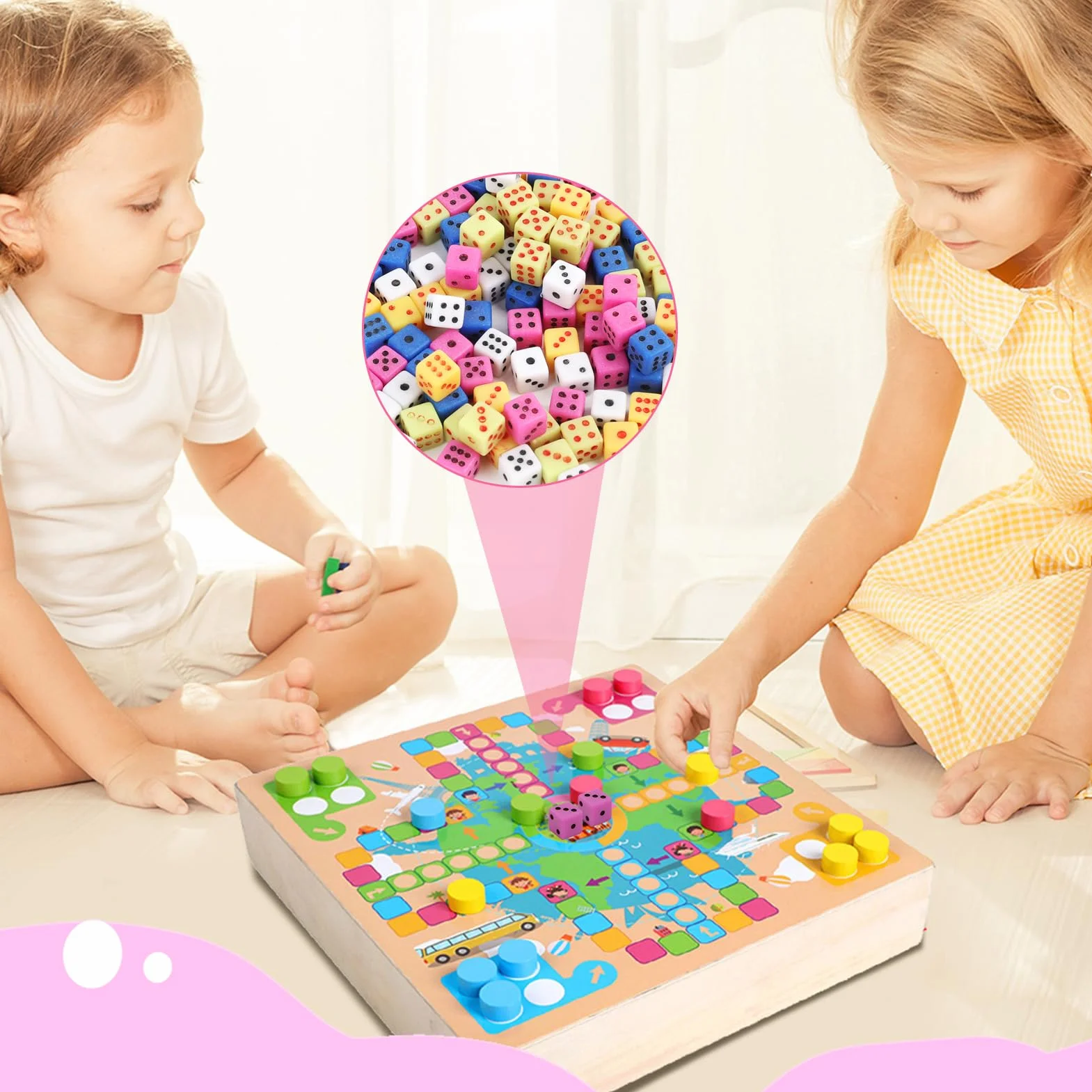 Set de 100 Mini Dados D6 de 5mm, Dados Cuadrados Surtidos para Juegos de Mesa, Actividades Educativas de Matemáticas, Fiestas Temáticas de Casino y Recuerdos - Multicolor