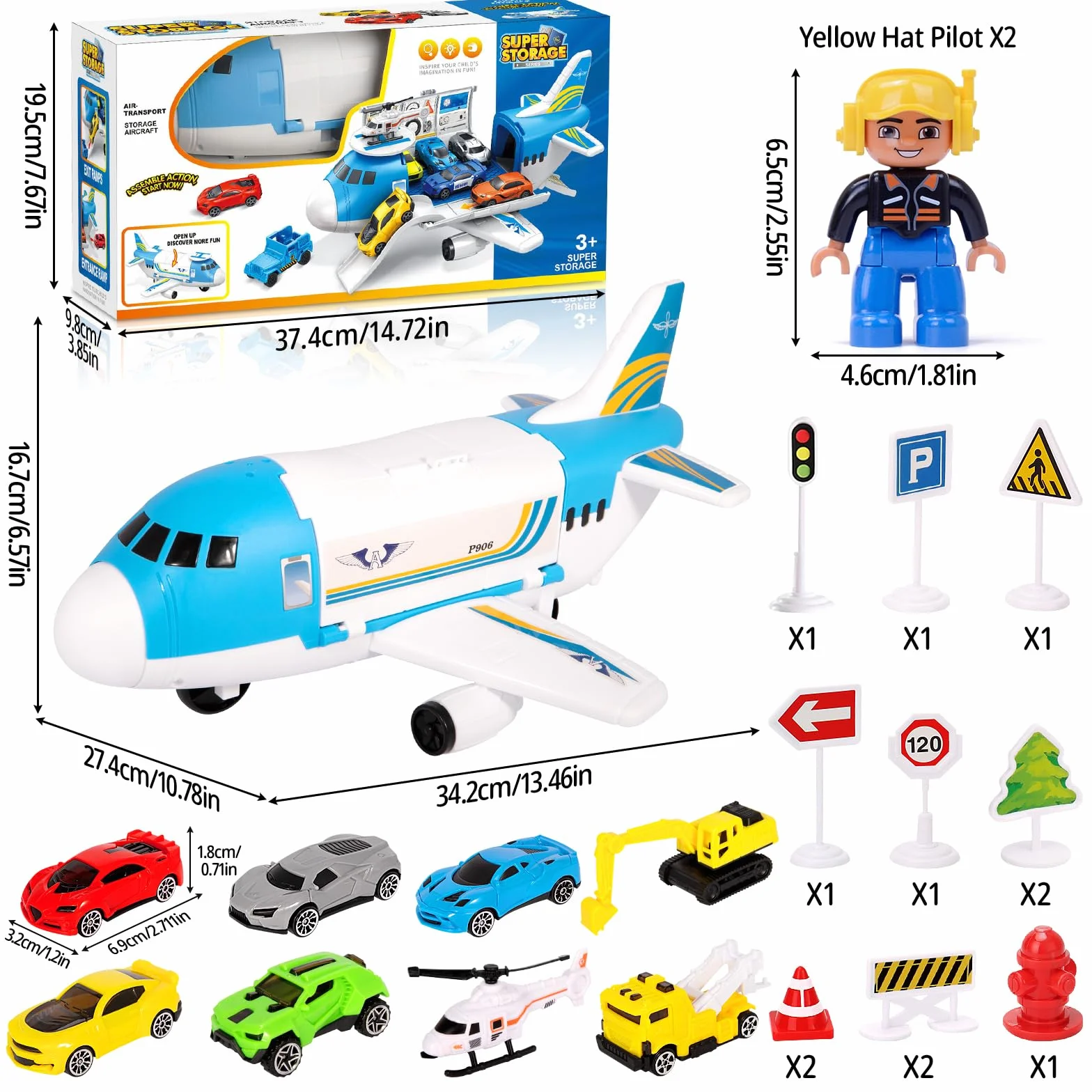 Aviones de Juguete,Juego Avión de Transporte,Juego de Juguetes de Avión con 7 Coches de Juguetes y 1 Helicóptero, Juegos y Juguetes Niños Educativos, Regalo para Niños y Niñas Mayores 3 Años