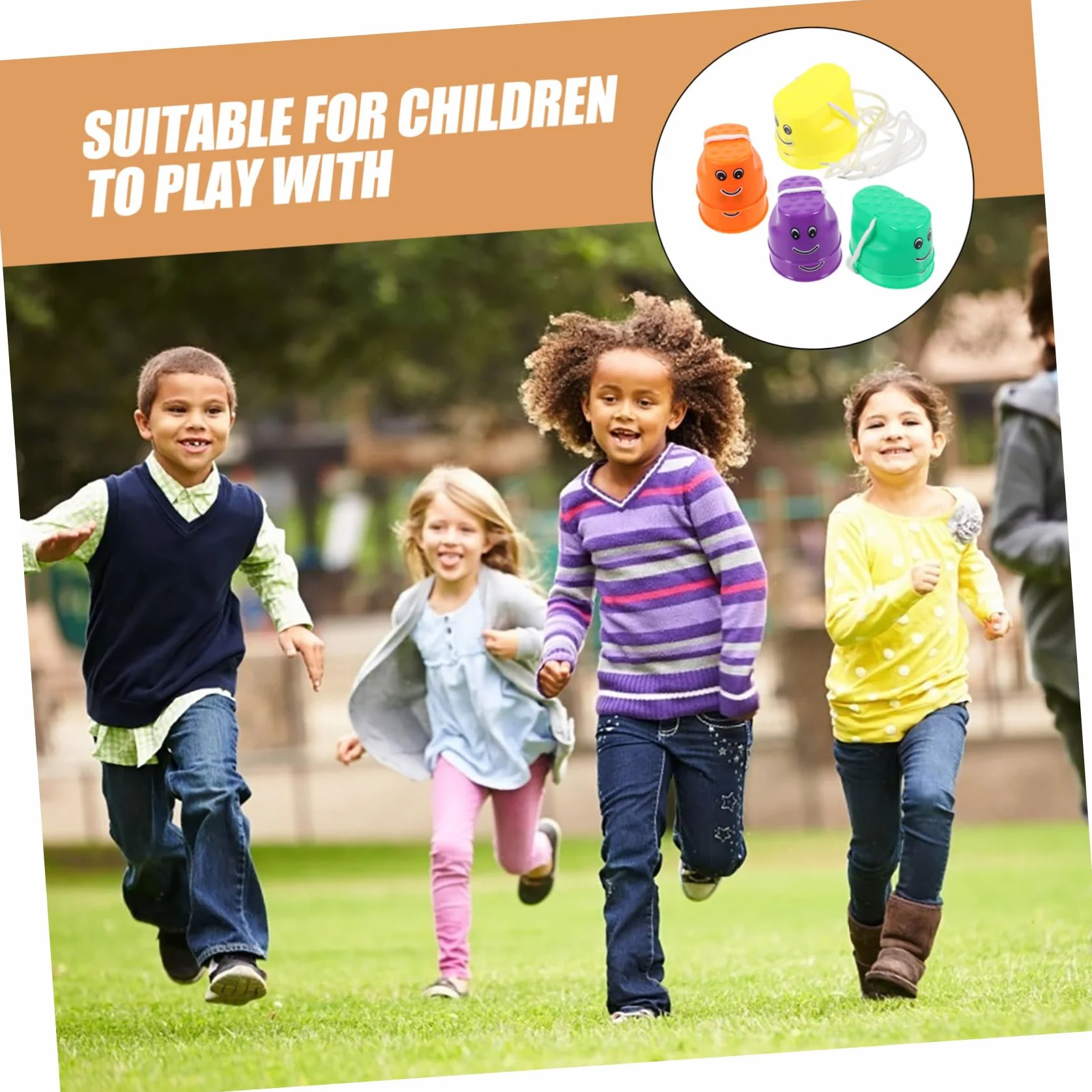 Toyvian 4 Pares de Zancos de Cubo para Niños Diseño Antideslizante de Plástico, Juguetes Divertidos para Desarrollar Habilidades Motoras en Juegos al Aire Libre