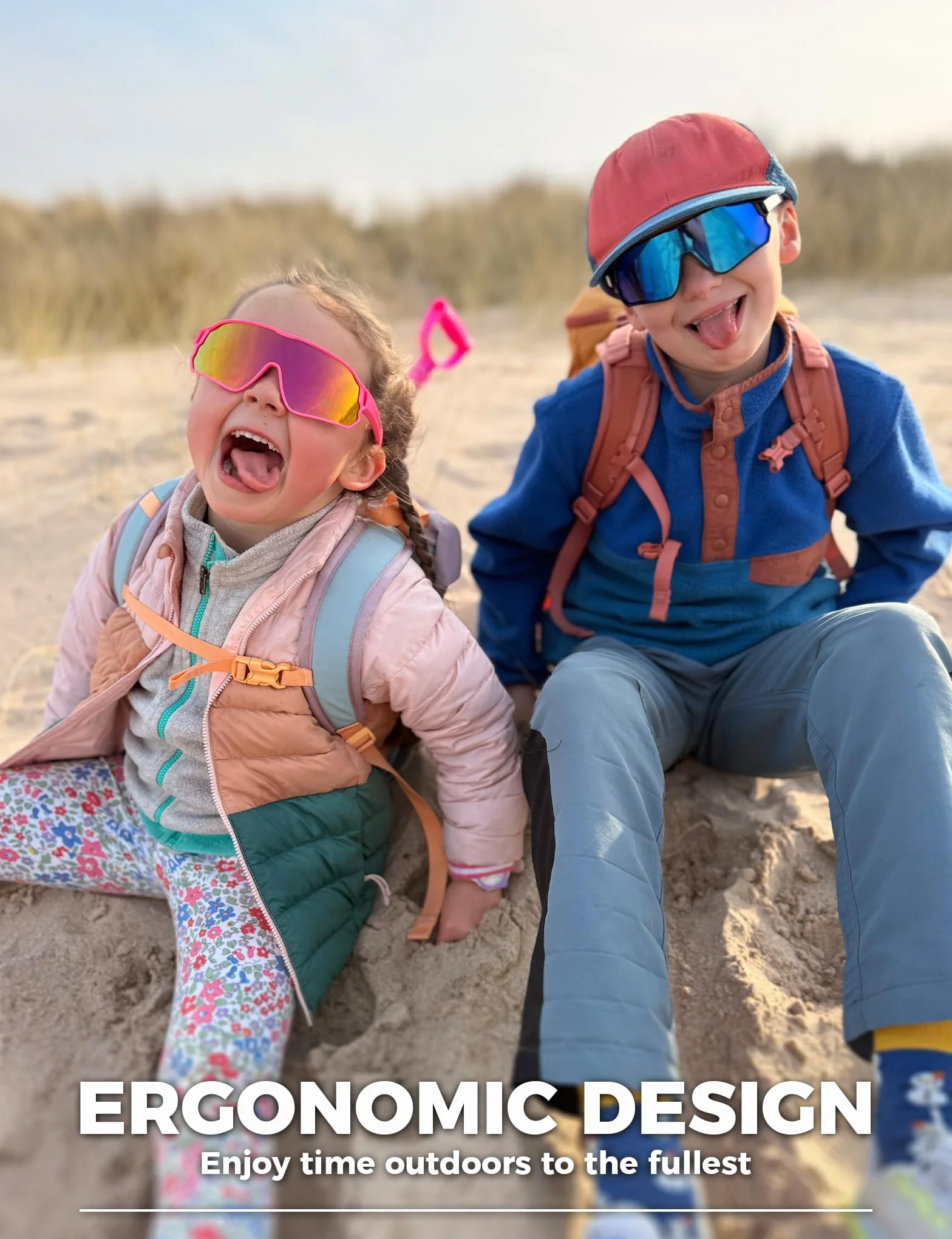 ROCKBROS Gafas Ciclismo para Niños, Gafas de Sol Polarizadas Montura TR90 Protección UV400