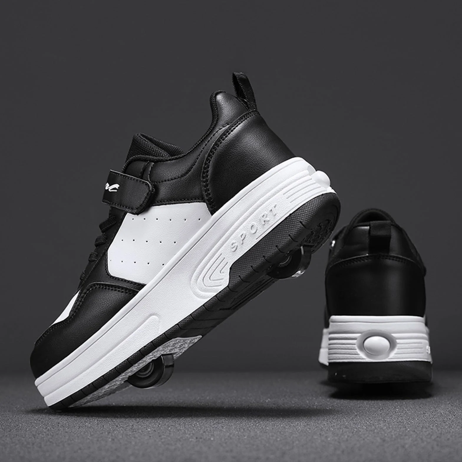 Zapatillas de deporte para niñas con suela gruesa Ruedas Zapatos de patinaje niños