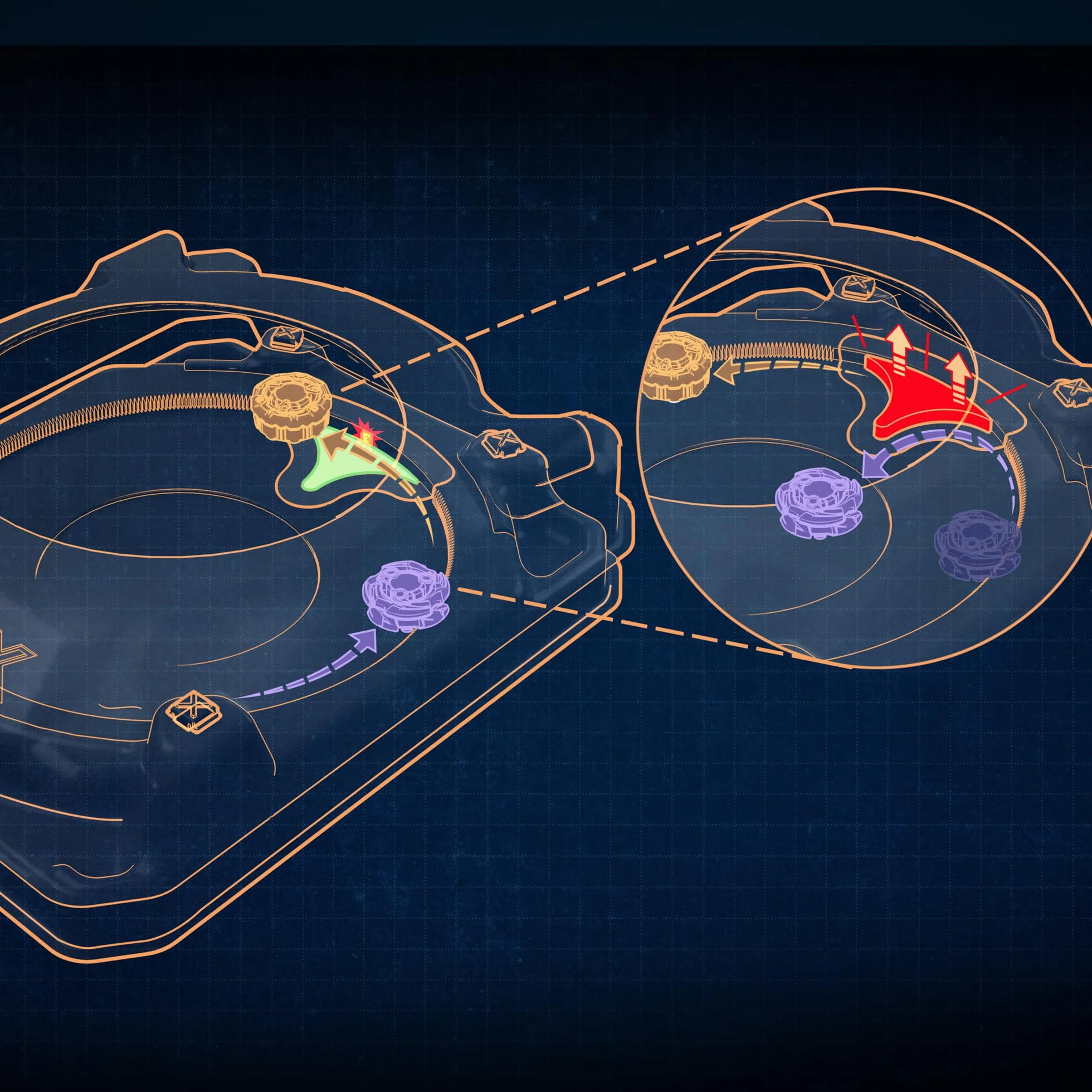 Beyblade X, Set de Batalla Sneak Attack con Arena Beystadium, 2 Tops Takara Tomy de rotación Derecha, 2 lanzadores, A Partir de 8 años