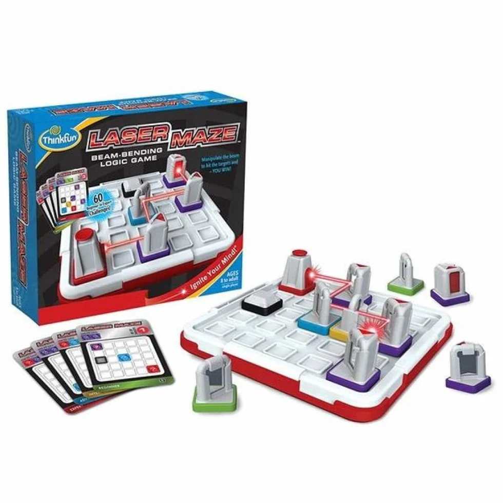 ThinkFun - Lazer Maze, Juegos de Mesa Niños 8 Años o Más, Rompecabezas Niños, Juego Mesa 60 Desafíos, Circuito Canicas, Laberinto de Lógica, Juegos Educativos