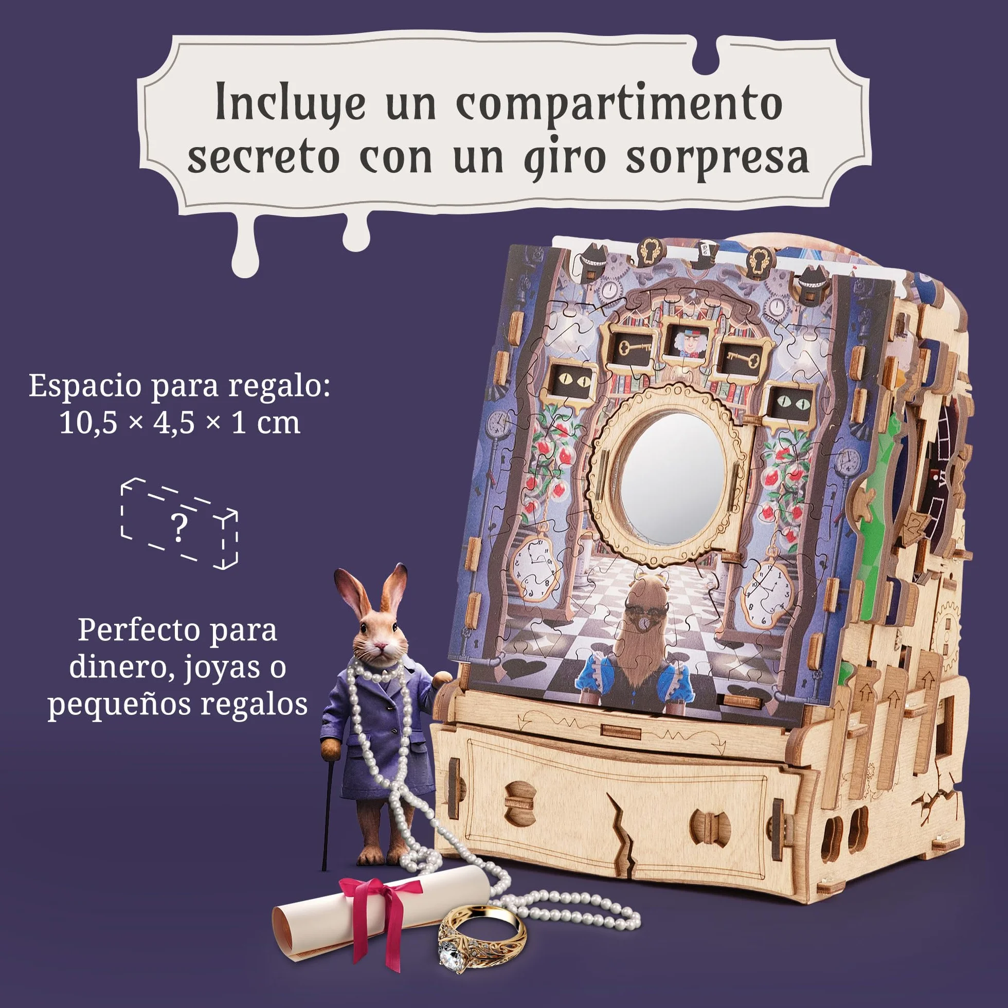 iDventure Cluepuzzle Wonderbox of Alice | Juego de Escape Room 3D Puzzle | Alicia en el País de Las Maravillas | Caja de Regalo