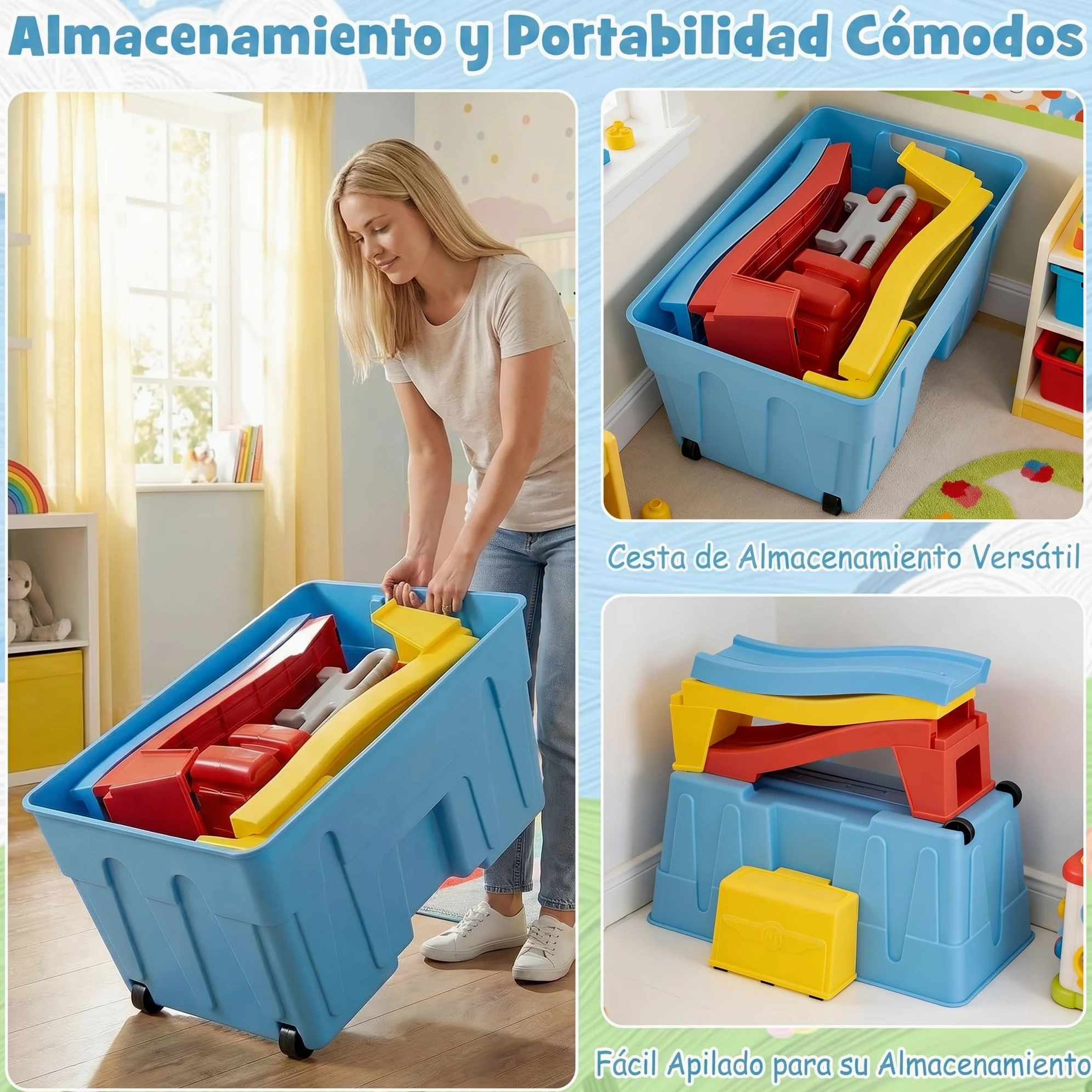 COSTWAY Coche Correpasillos Bebe con Pista en Rampa (Azul) | con Caja de Almacenamiento, Auto a Pedales y Peldaño Ancho, Juguete de Paseo Interior y Exterior para Niños de 3+ Años