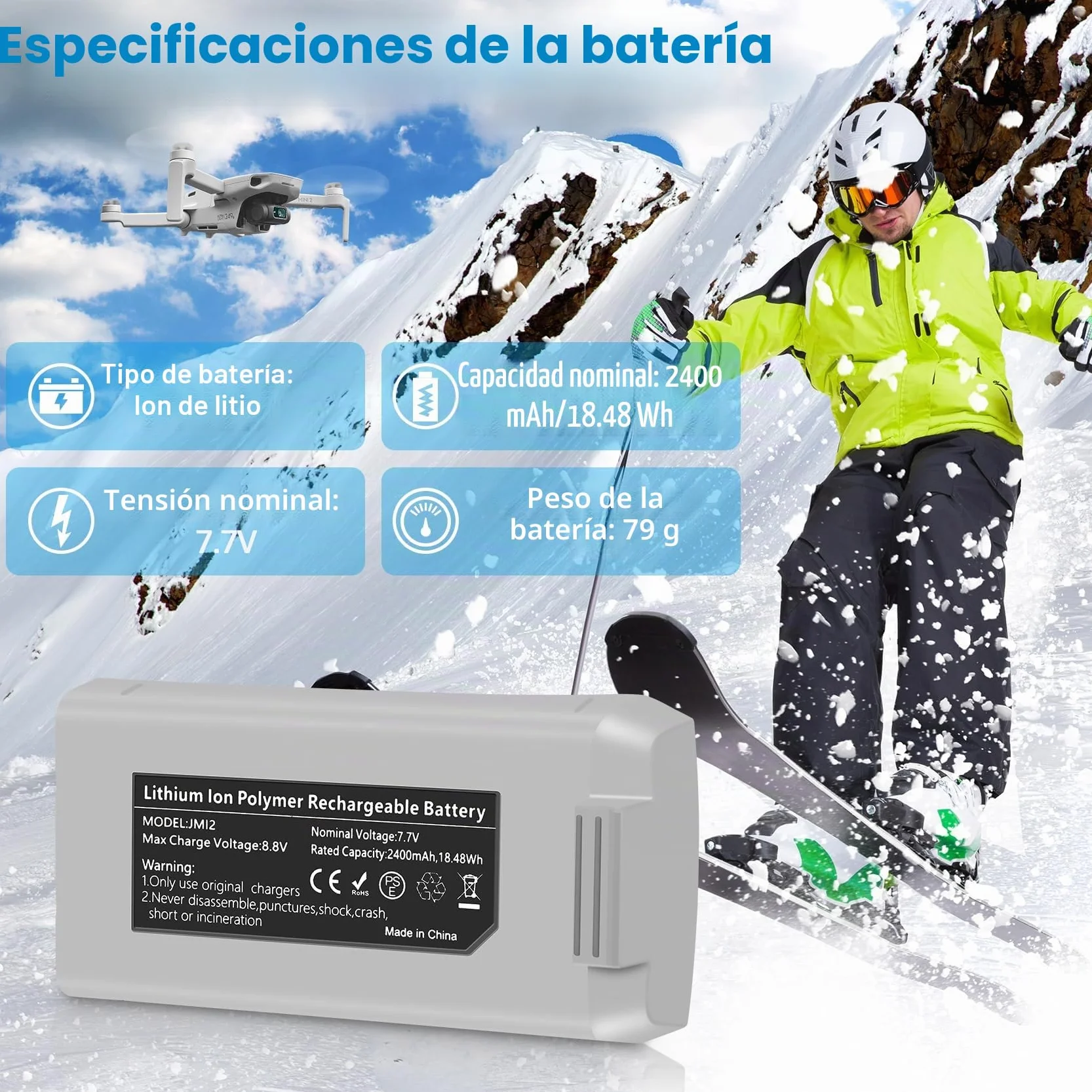 Fantayso Smart Flight Mini 4K/Mini 2 Batería 1 Pack 2400mAh Capacidad 31 Minutos Tiempo de Vuelo Máximo Compatible con DJI Mini 4K Mini 2 SE, Mini 2, Mini SE