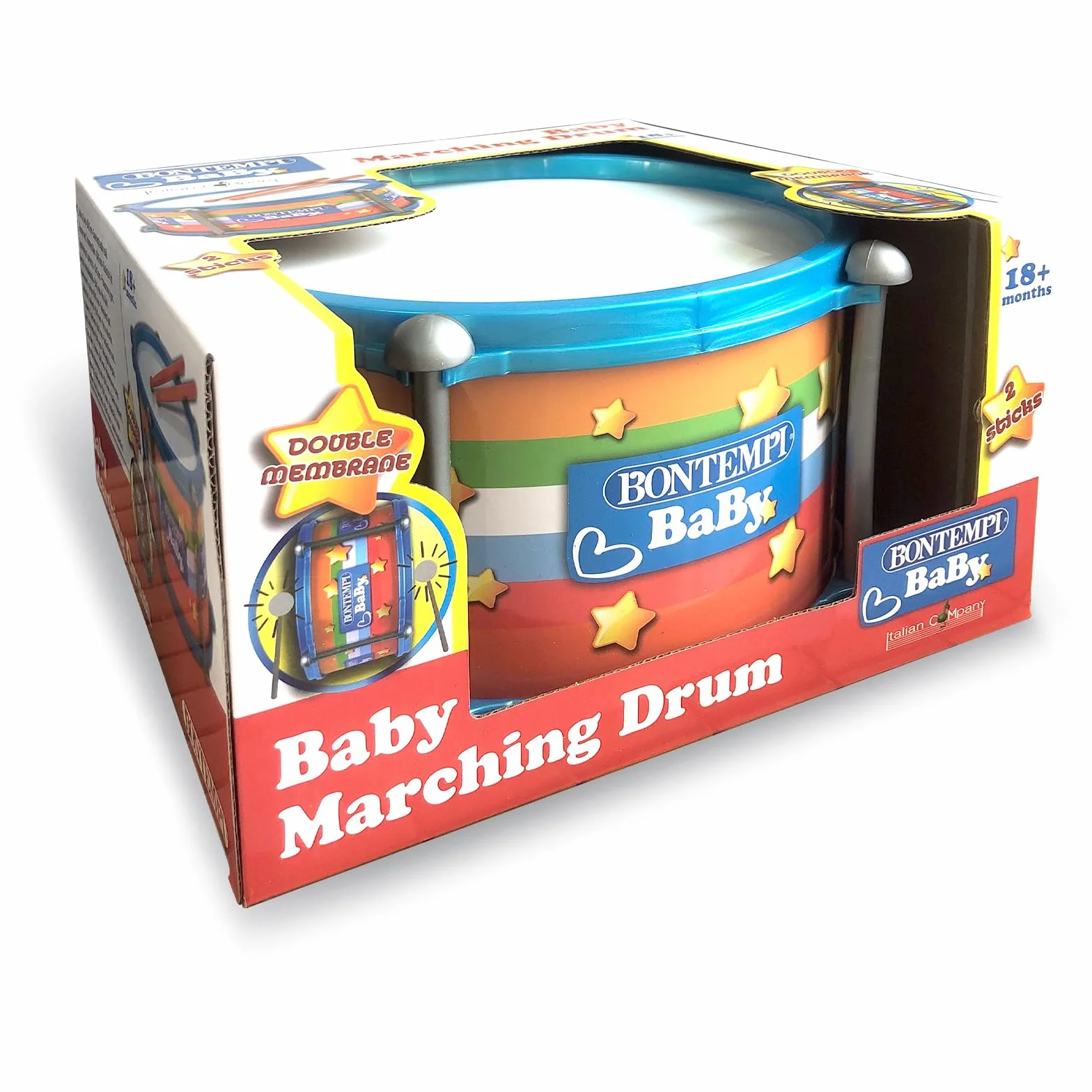 Bontempi | BabyBeat: Tambor de Juguete con Doble Membrana para Pequeños Bateristas, 245x245x135 mm