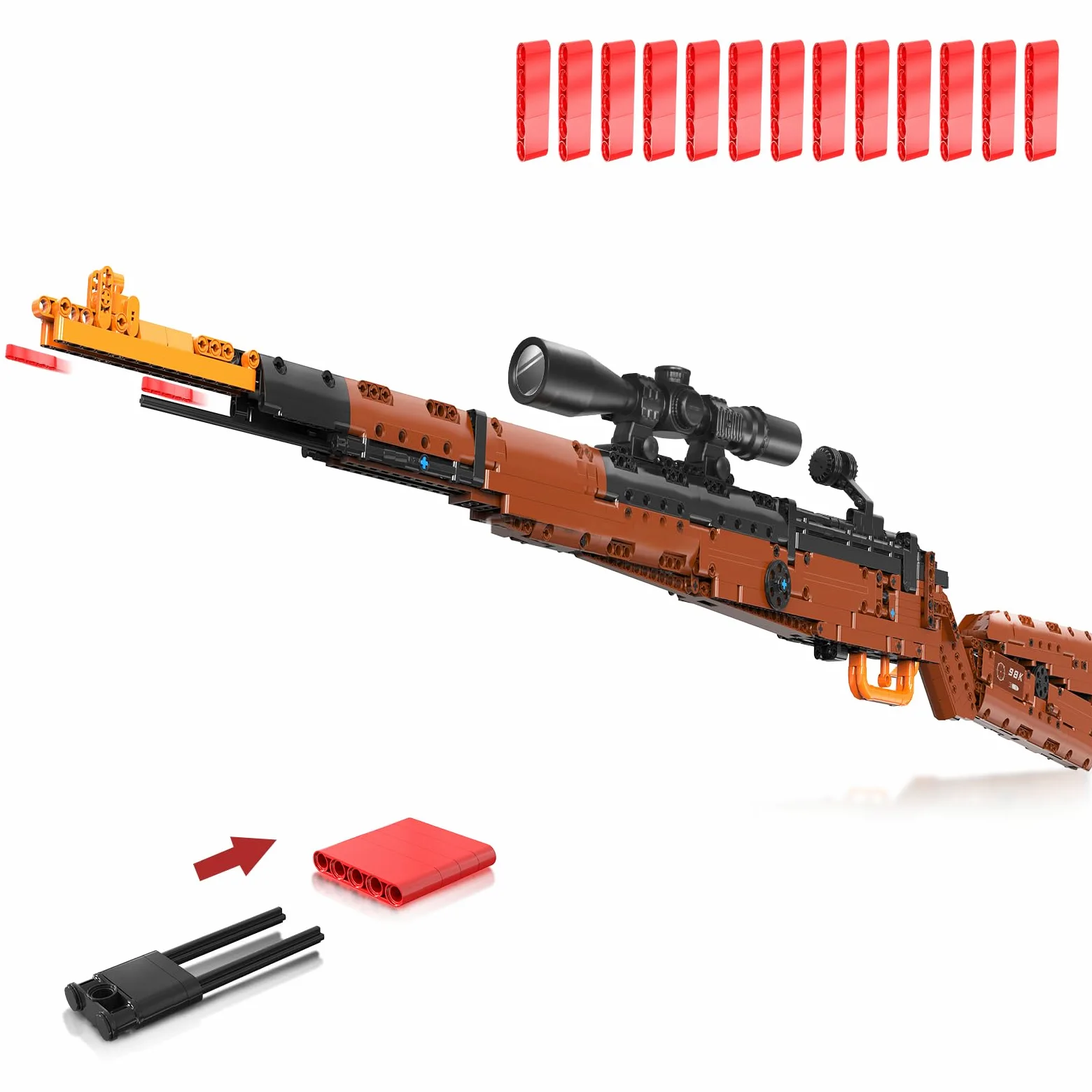 Sosuy Kar98k Fusil Bloques de Construcción, Pistola Armas Modelo Realista Disparable DIY 1025 Piezas para Adultos y Adolescentes 8+, Colección Militar para Aficionados, Regalo para Hombres y Niños