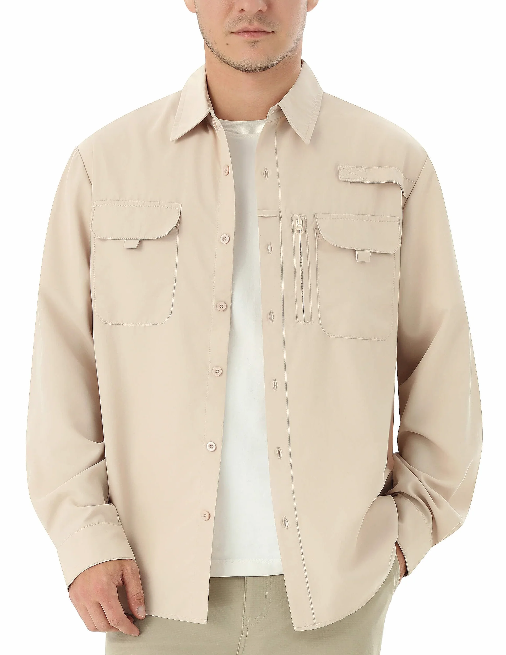 Camisa Hombre Protección Solar UPF 50+ Secado Rápido Manga Larga Pesca Senderismo