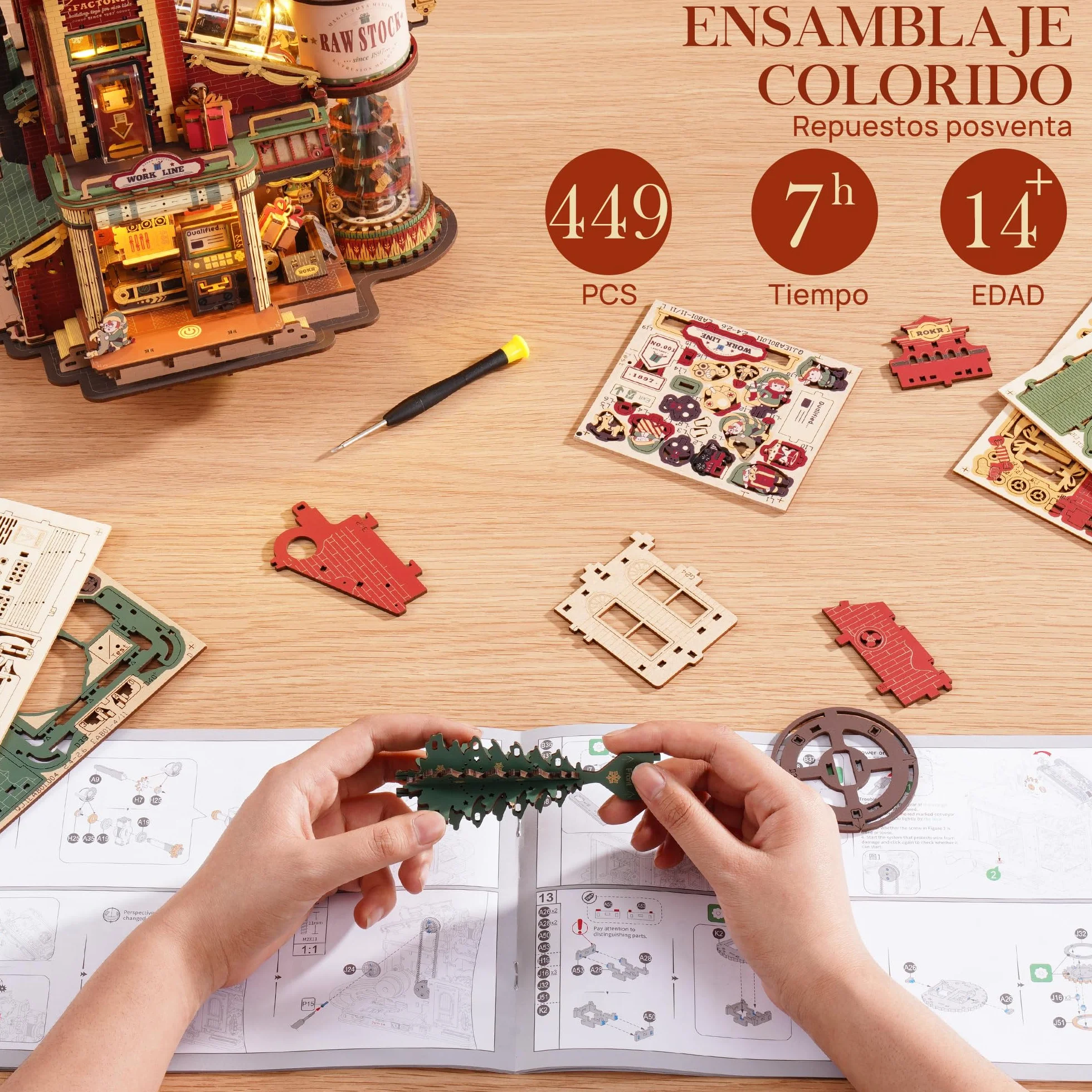 ROKR - Kits de construcción de madera 3D para adultos, rompecabezas mecánicos 3D de madera Regalo de ensueño de la fábrica, kits de modelo musical para adultos para construir, regalo de ensueño de la