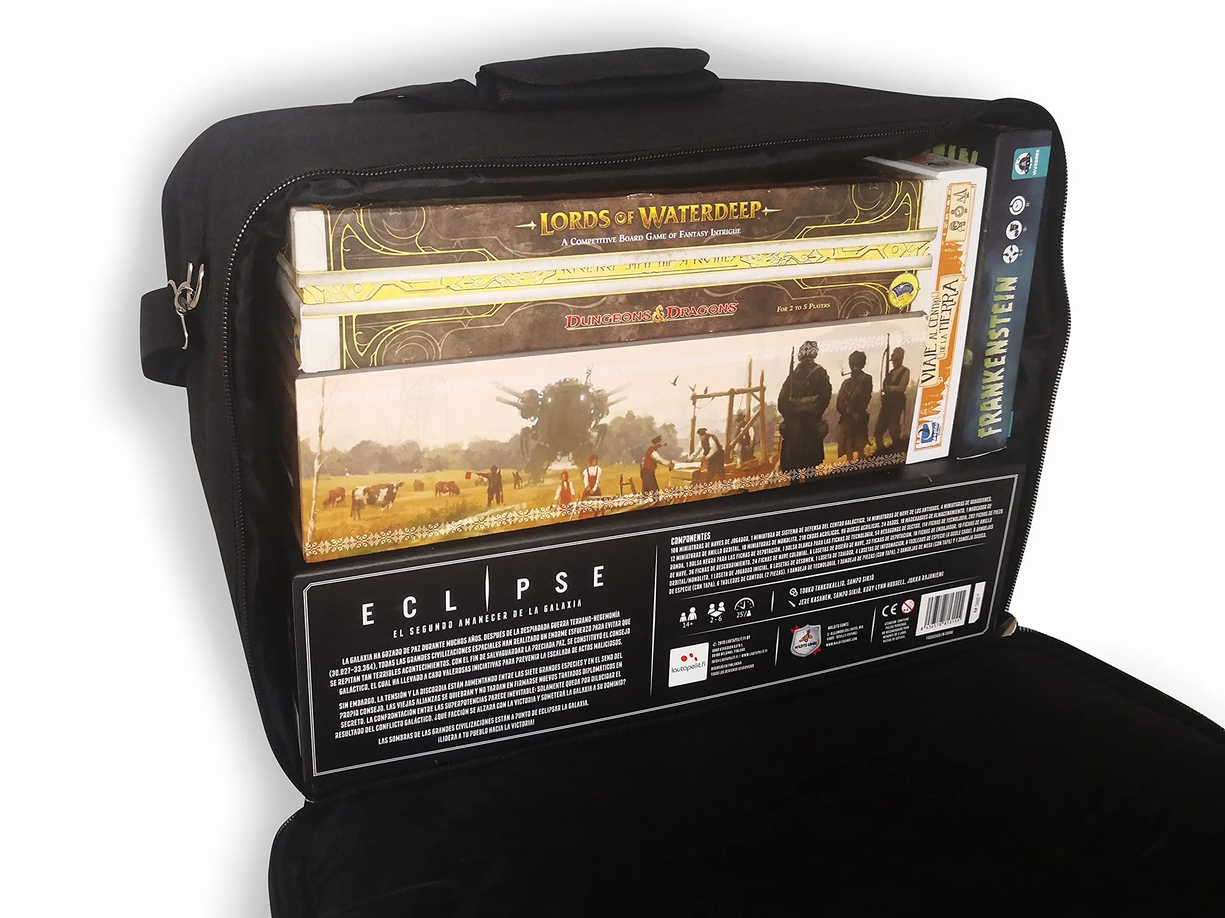 Board Game Package | Mochila para Transportar Juegos de Mesa Grandes. Gran Capacidad, VERSATILIDAD y PROTECCIÓN. Acolchamiento, Asa, Correa para Hombros y Bolsillo Exterior