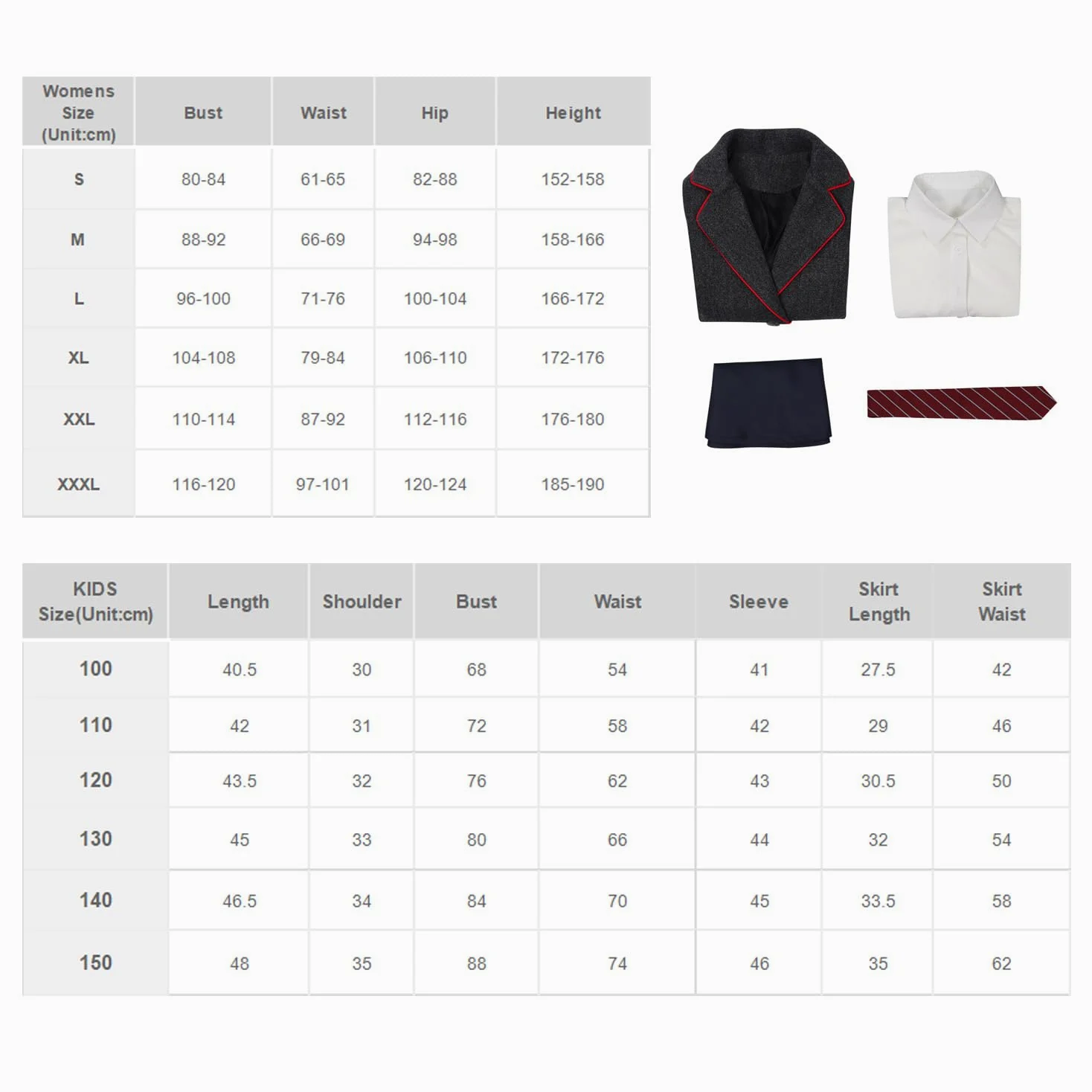 Matilda - Conjunto de uniforme para cosplay, falda, camisa, corbata, Halloween, carnaval, uniforme escolar