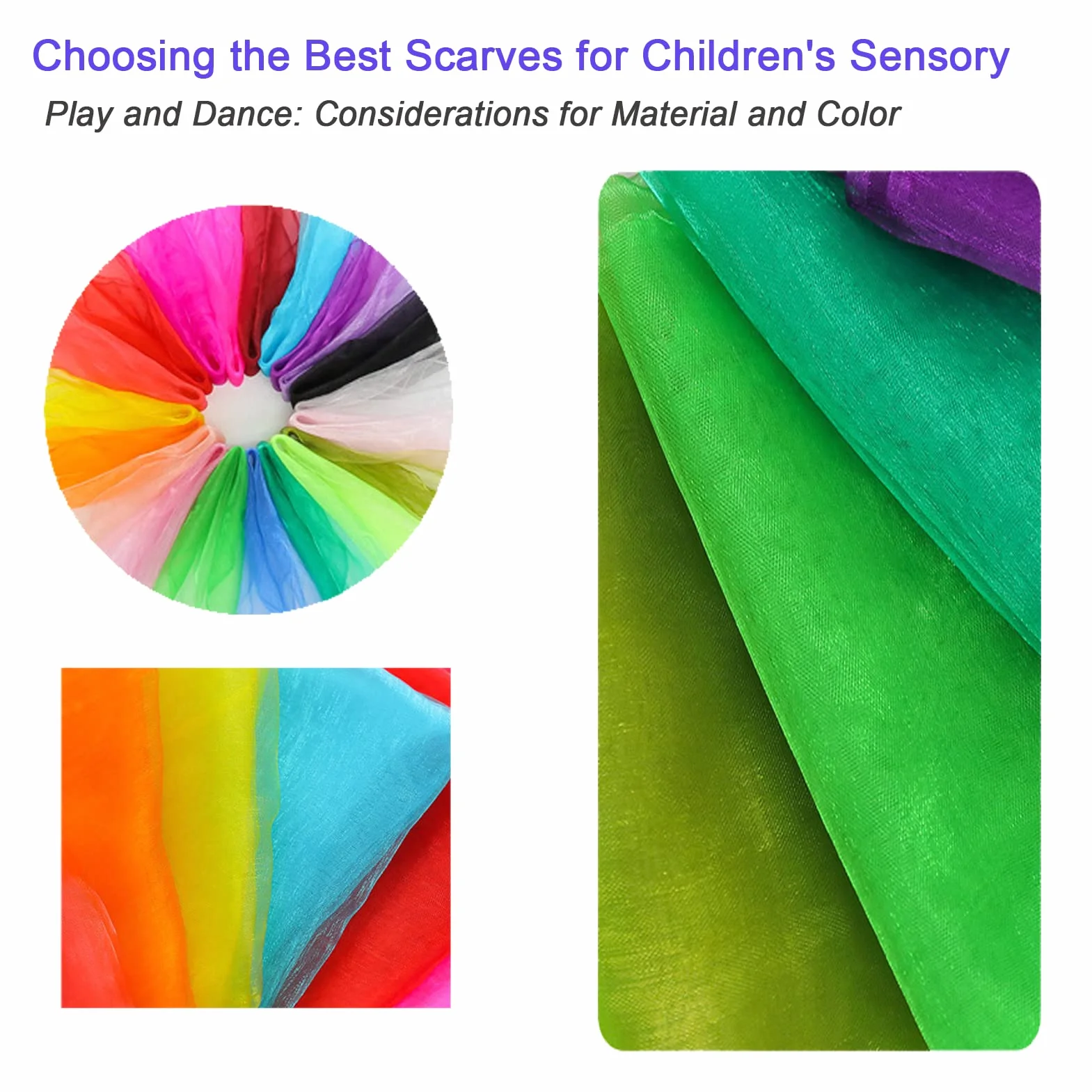 Pañuelos de Malabares para Niños y Adultos - Set de 7 Bufandas Malabares para Baile, Magia, Fiesta y Juegos Sensoriales - Decoración y Accesorios de Circo - 45 x 45 cm