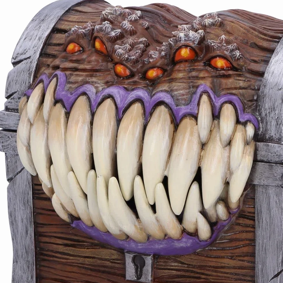Nemesis Now Dungeons & Dragons - Caja de Almacenamiento de Dados de imitación, 11,3 cm, Resina, marrón, Producto Oficial de D&D, Caja de Dados de Personajes Mimic, fundida en la Mejor Resina, Pintada