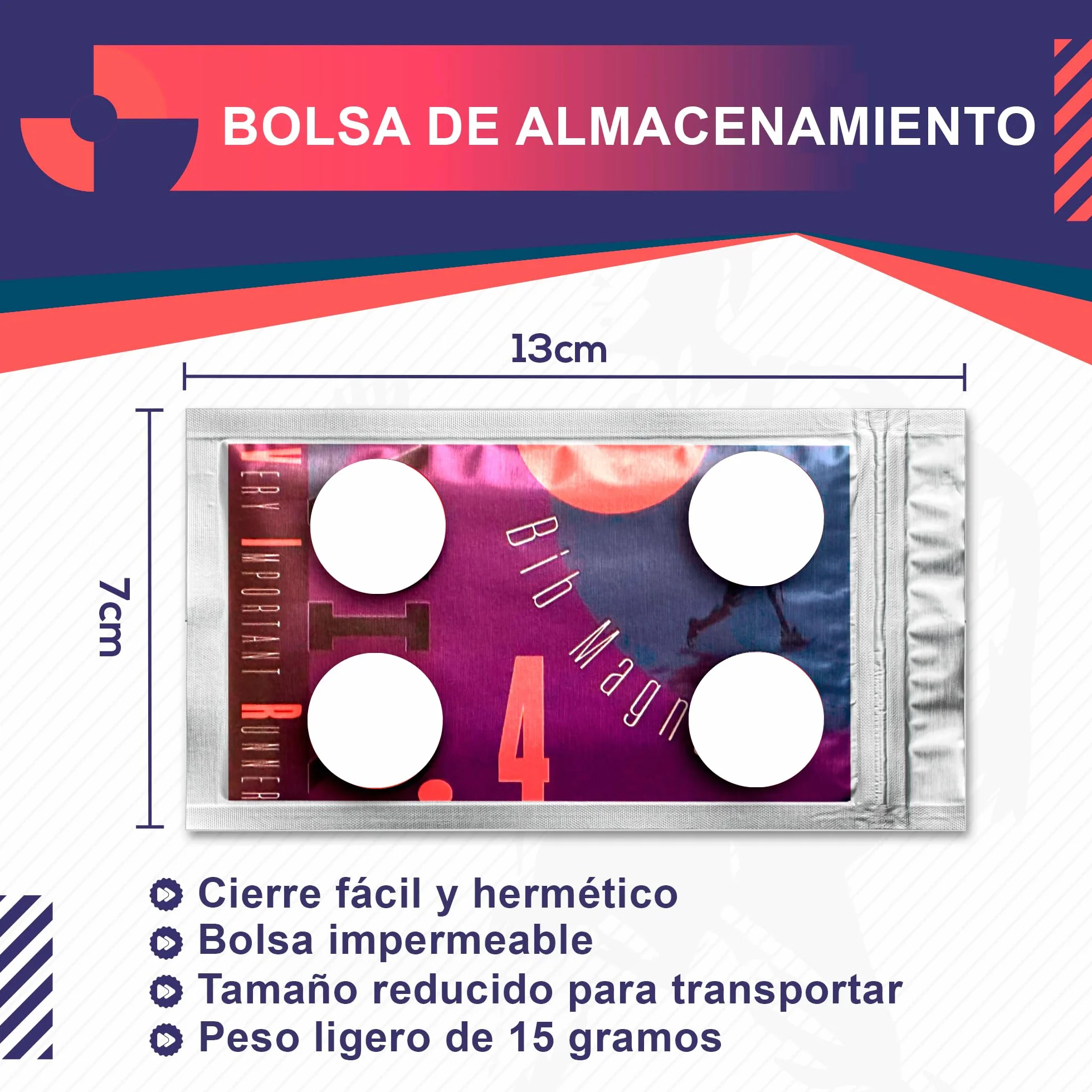 Imanes Deportivos 18mm para Running y Triatlón - Pack de 4 con Bolsa Impermeable - Blanco