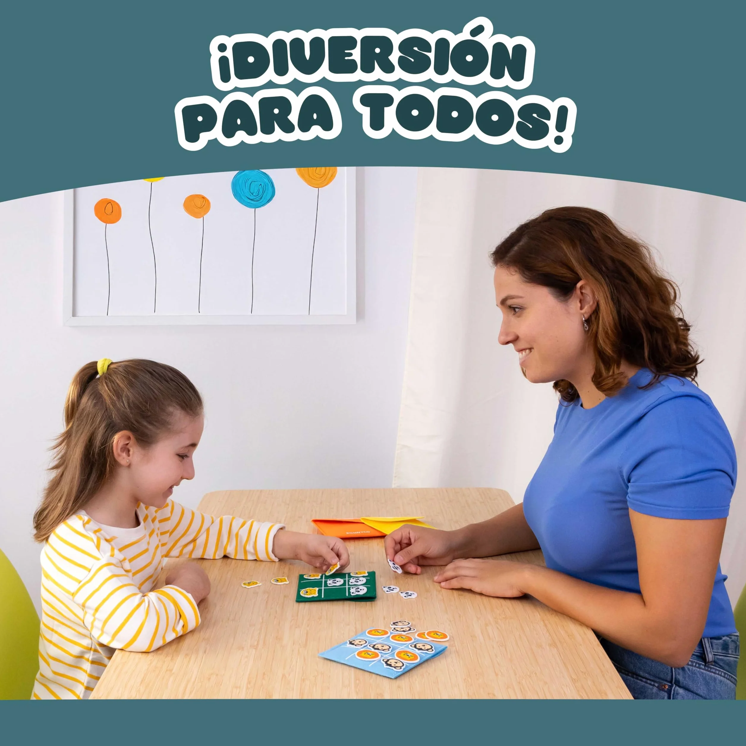 BONNYCO Tres en Raya Niños Animales, Pack 16 Regalos Cumpleaños Colegio, Mini Juegos 3 en Raya