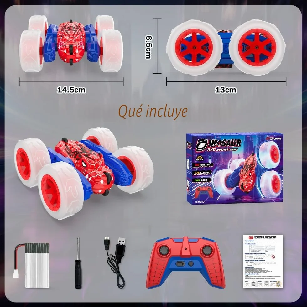 Mieryd Spider Coche Teledirigido, Acrobacia RC Carro Monster Truck 4x4 Crawler con Luz, Juguete Niño 3 4 5 6 7 8 9 Años Juego Infantile Exterior Regalo Cumpleaños Brinquedo Remote Control Car Toy