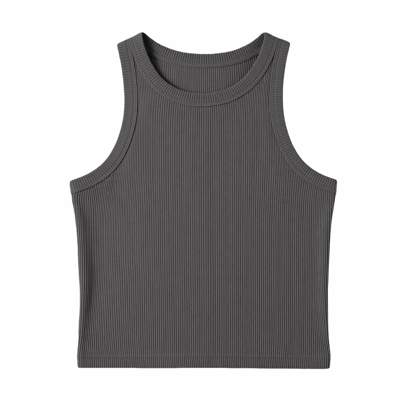 Camiseta sin mangas acanalada para niñas cuello redondo color liso ballet gimnasia danza