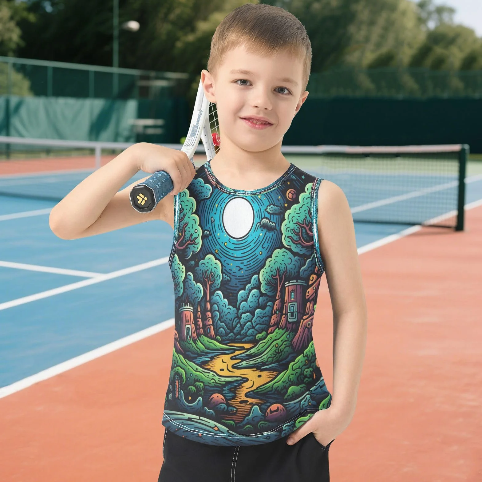 Camisetas Sin Mangas Tank Top Niños Divertido Bosque Verde Deportivas