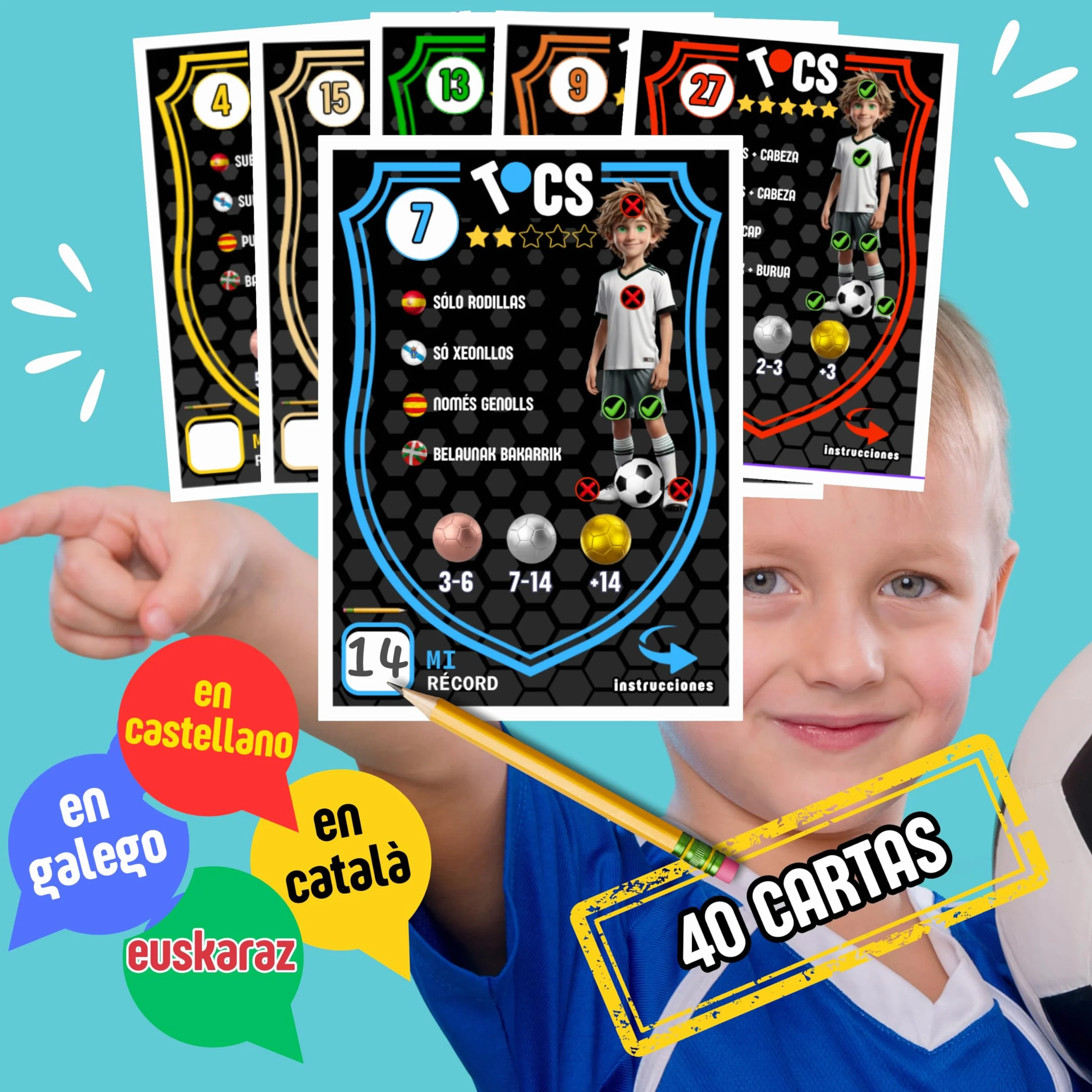 TOCS Mago del balón | Ejercicios de fútbol para niños | 36 retos de toques con el balón | Mejora tu técnica | Anota y supera tus récords | Regalo 8,9,10 y 11 años | Tu entrenamiento en forma de juego