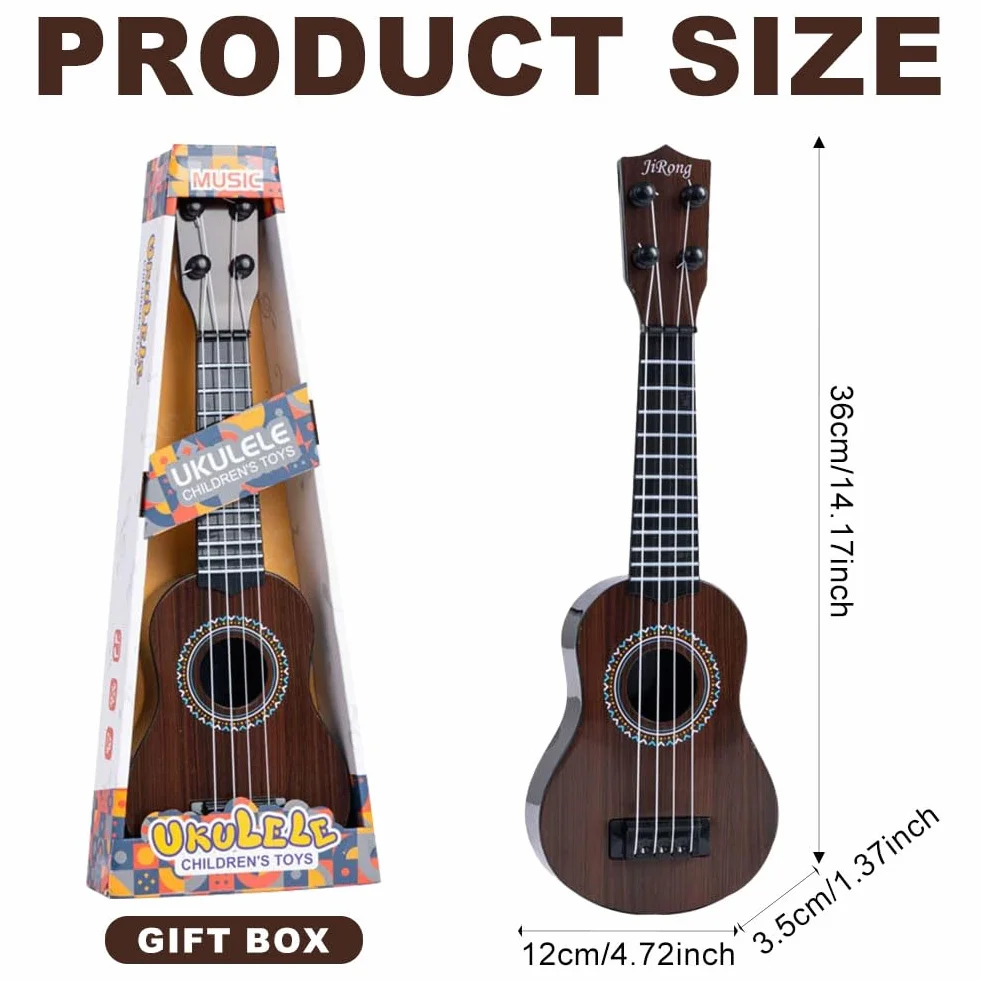 Mini Guitarra Ukelele de Juguete de 4 Cuerdas para Niños, Juguetes de Guitarra para niño pequeños con un simpático Dinosaurio, Ukelele para Niños como Instrumento Musical (A5)