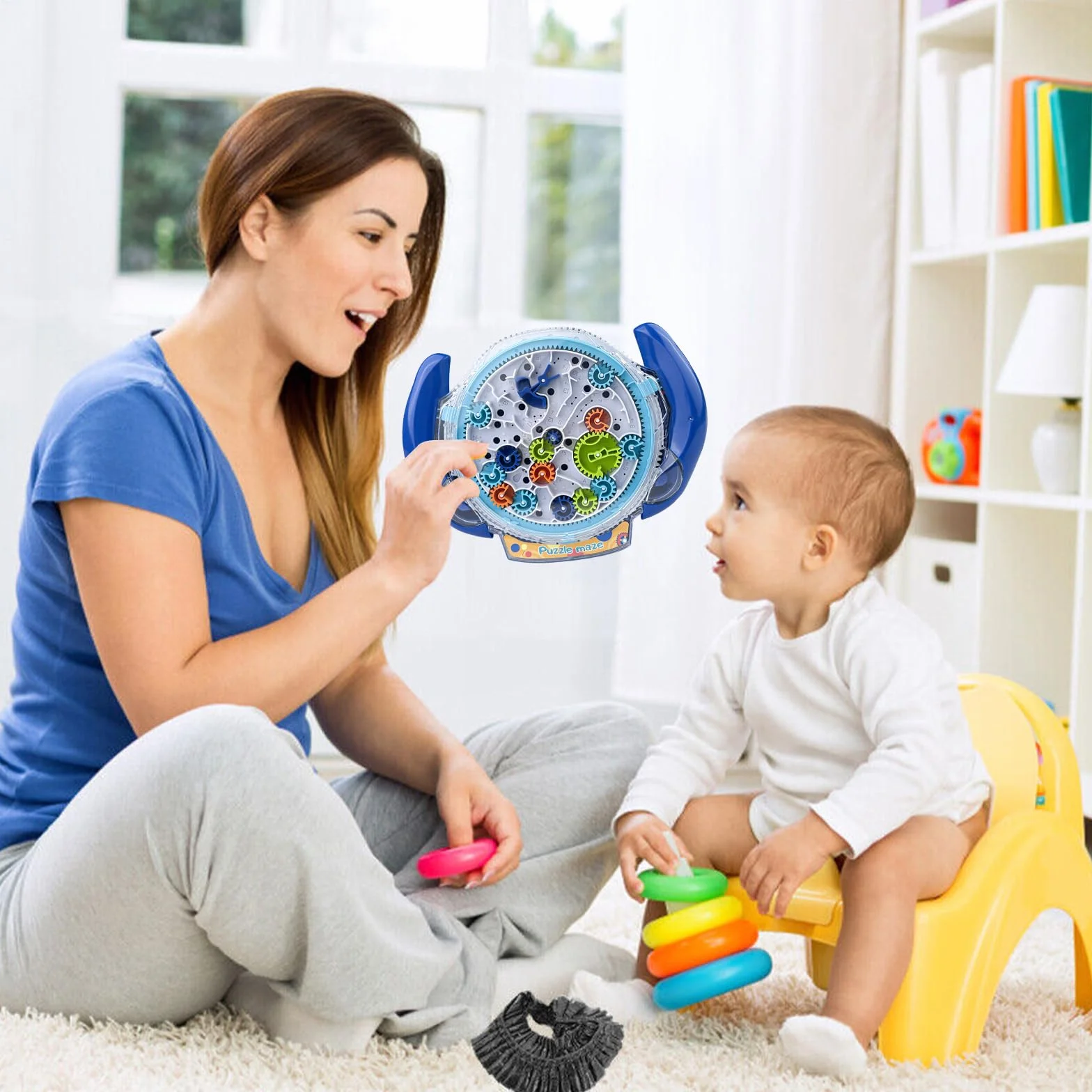 Chiluxendo Bola Laberinto(Azul), Games Maze Puzzles Juego de Rompecabezas 3D con Bolas, Ball Juguetes Educativos Control de Engranajes, Laberintos para Niños de Paciencia Regalos Mayores de 4 Años