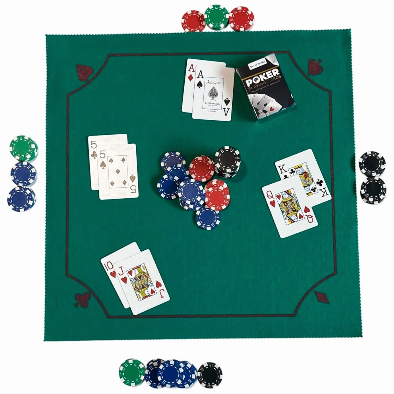 Acan Tradineur - Tapete para Juegos de Poker - Fabricado en Poliester - Ideal para trasladarlo a Cualquier Lugar - 50 x 50 cm - Color Verde