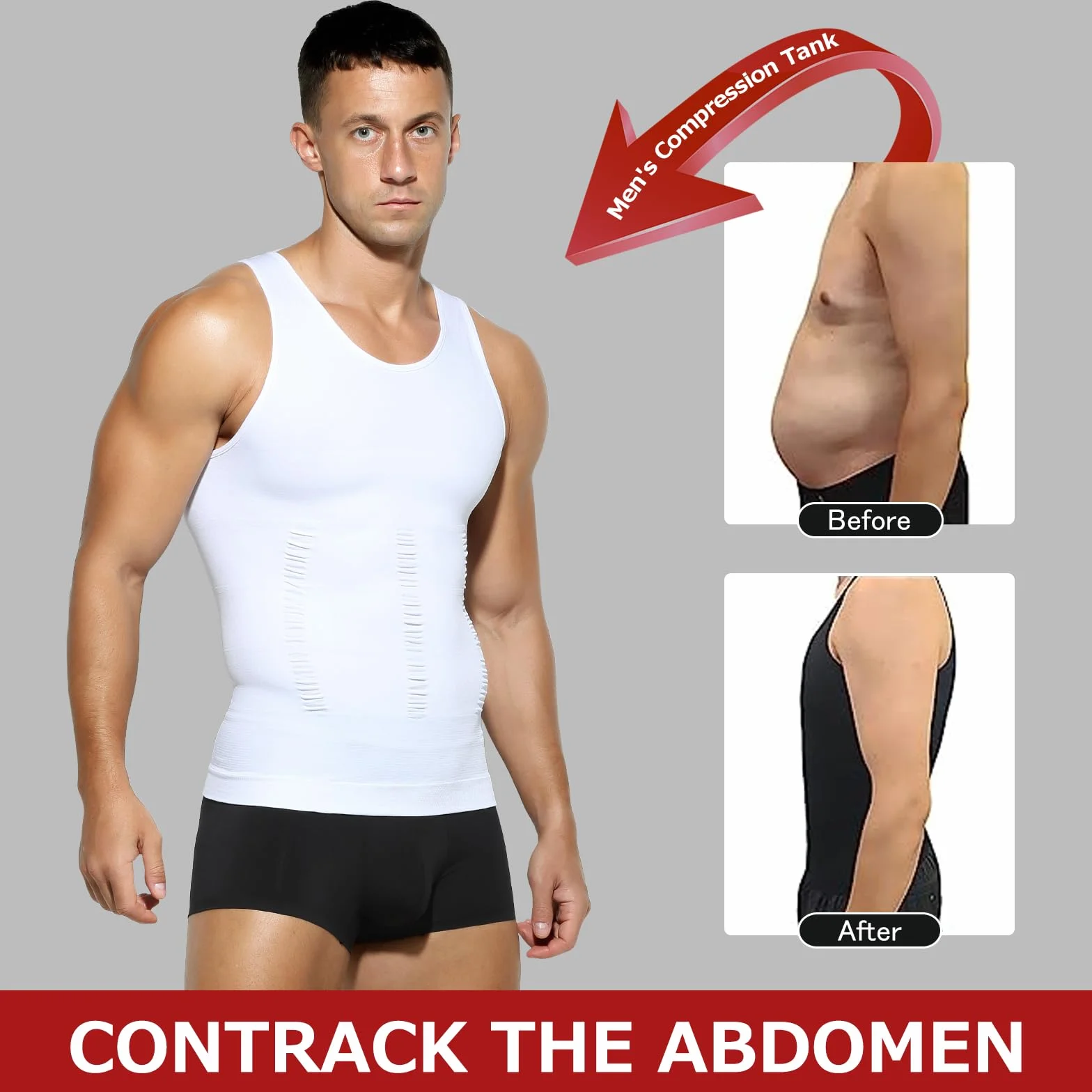 Casey Kevin Faja Chaleco Hombre Camiseta Reductora Compresión Slim Body Shaper Alta Elasticidad S-XXL