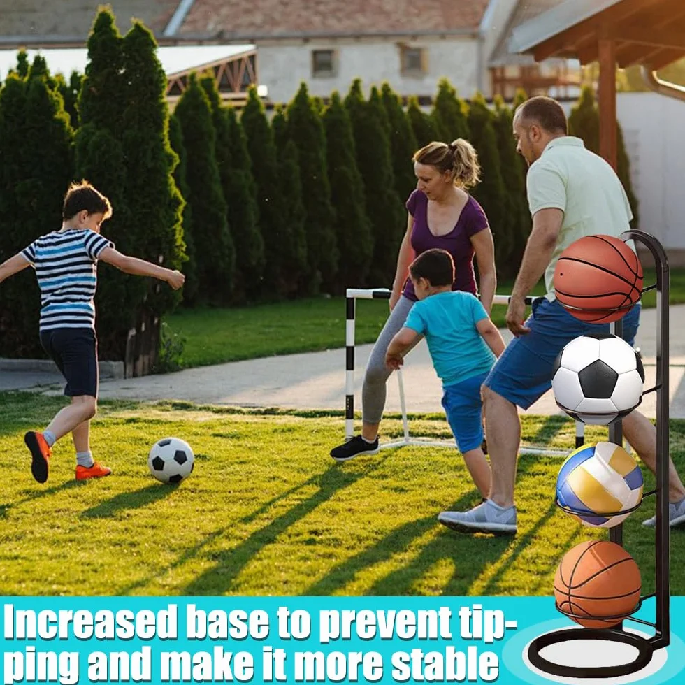 Soporte Vertical para Pelotas de Fútbol Baloncesto, Estante de Almacenamiento de 4 Niveles