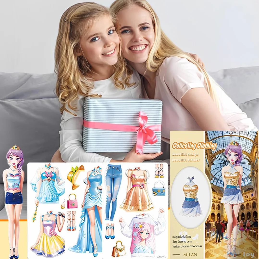 Muñecas de Vestir Magnéticas Muñeca de Papel de Vestir de Princesa Juguete de Juego de Viaje de Simulación y Juego Muñeca de Portátil para Vestir Princesas Regalo para Niña (Joy)