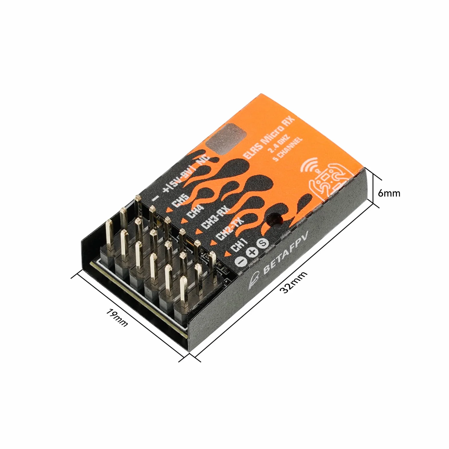 BETAFPV ELRS Micro Receptor Soporte 5CH PWM Salidas Función a Prueba de fallas con IPEX MHF T Antena para multirrotores Helicópteros de ala Fija RC Coches Barcos Fácil de Instalar Plug and Play