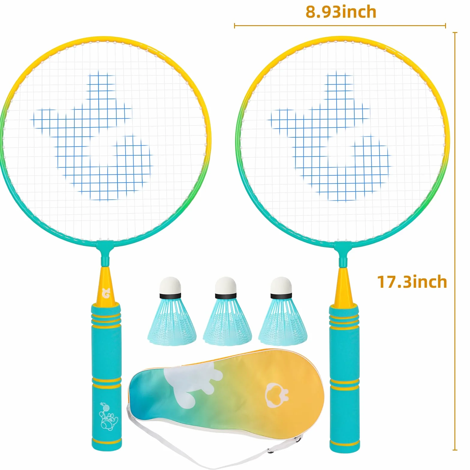 Juego de Raquetas de Bádminton para Niños 3-8 Años, 1 Par Ligeras Set con Bolsa de Transporte