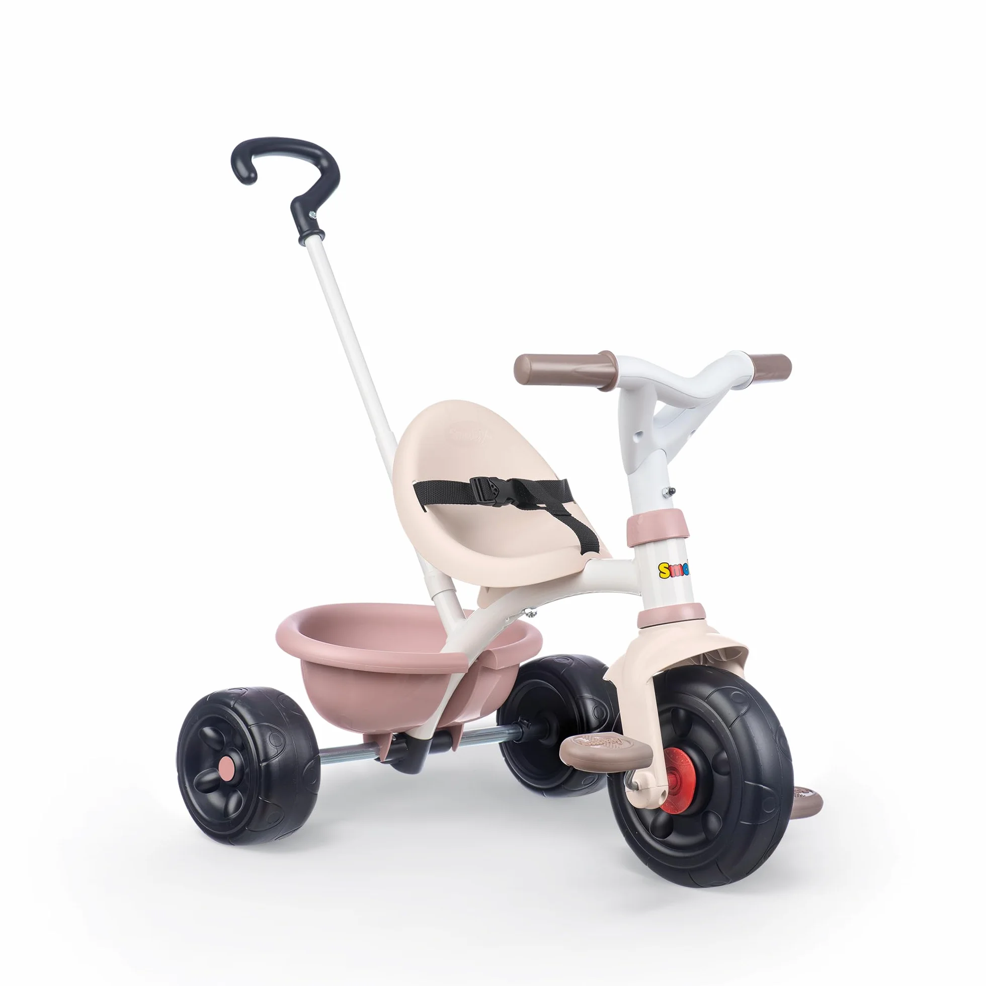 Smoby - Triciclo Evolutivo Be Fun Rosa, Sillín Regulable, Bloqueo de Dirección, Cinturón de Seguridad, Volquete Trasero, Barra Parental Regulable (7600740335)
